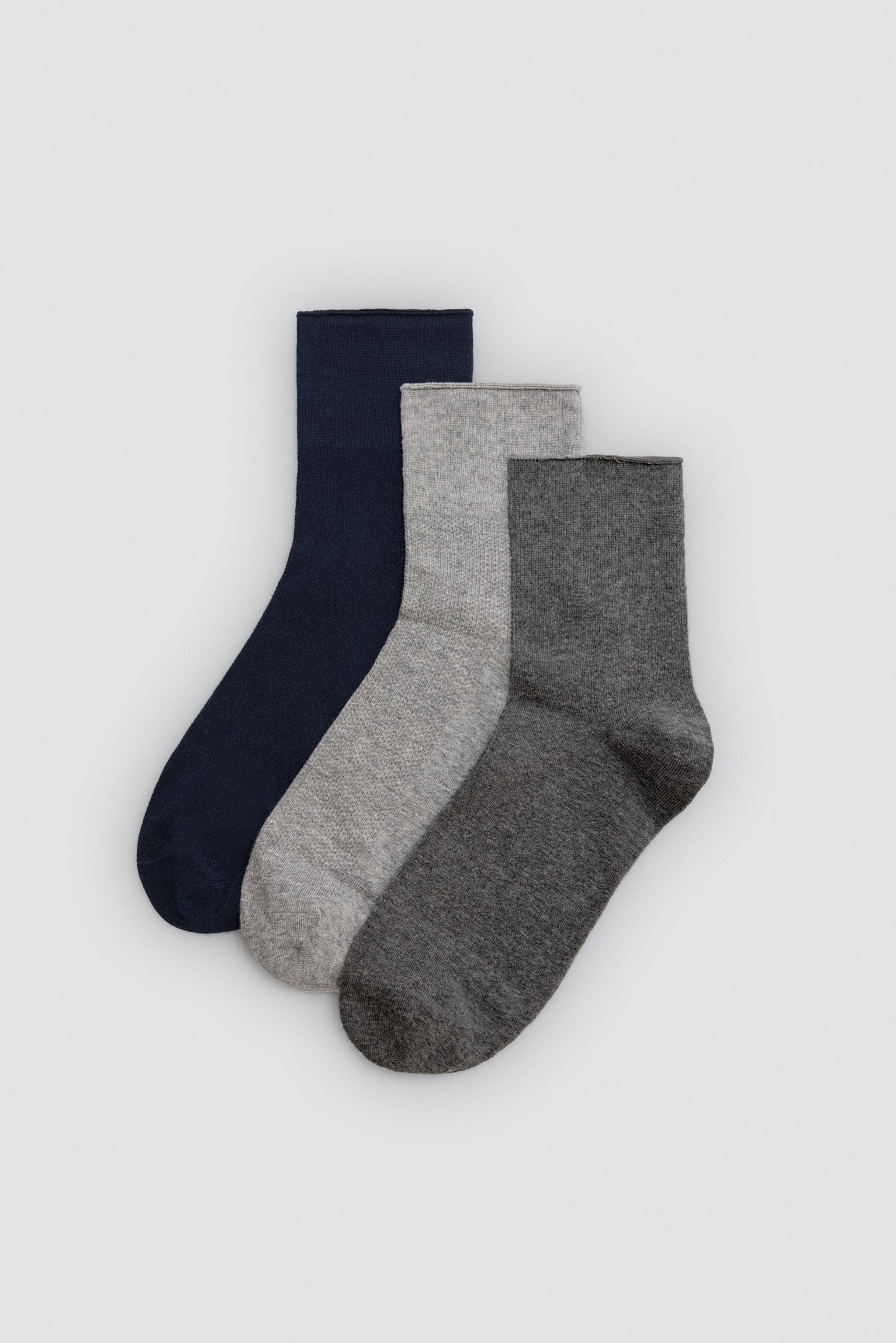 Pack of 3 basic plain multicolor knee-high socks