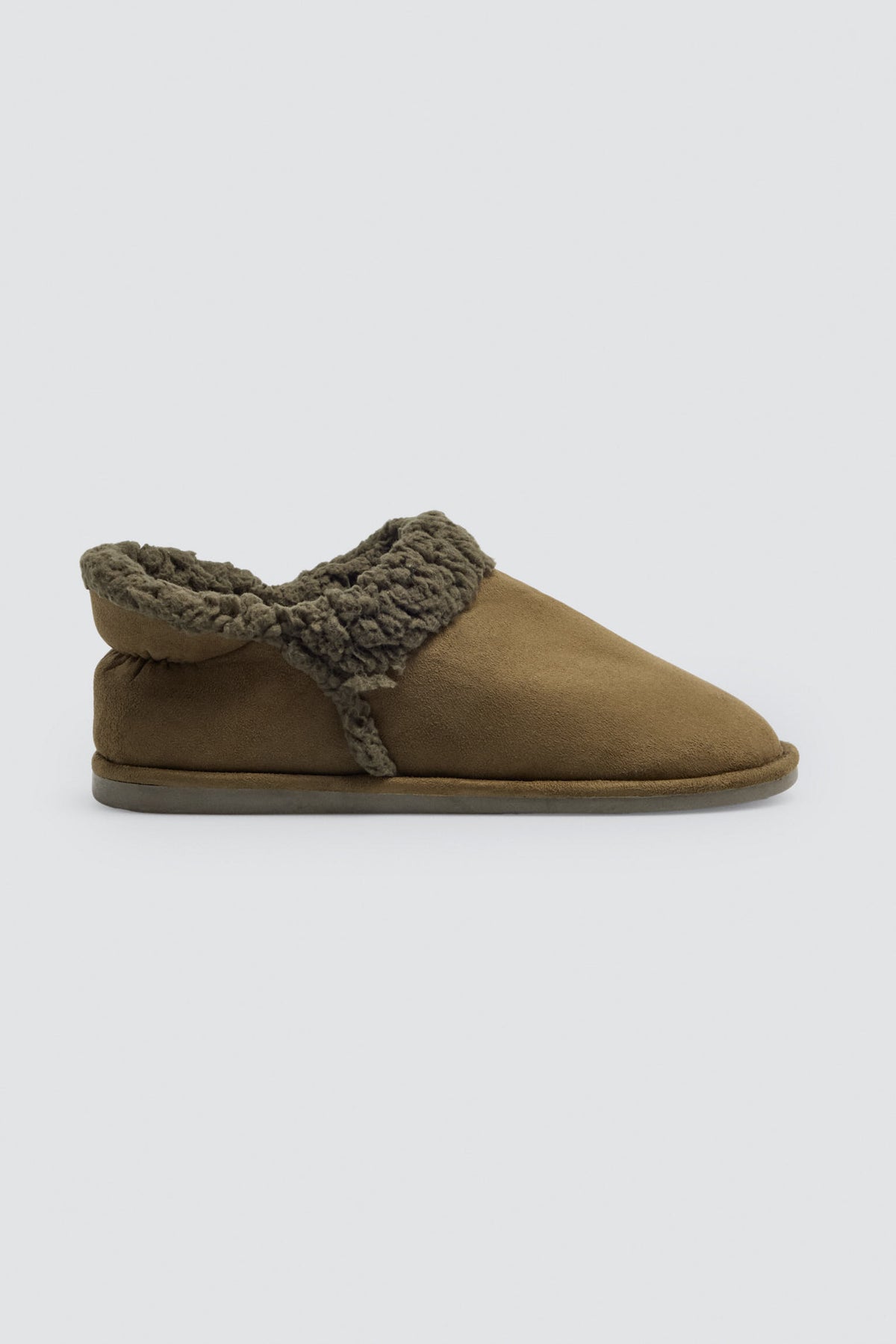 Men's green shearling house boots