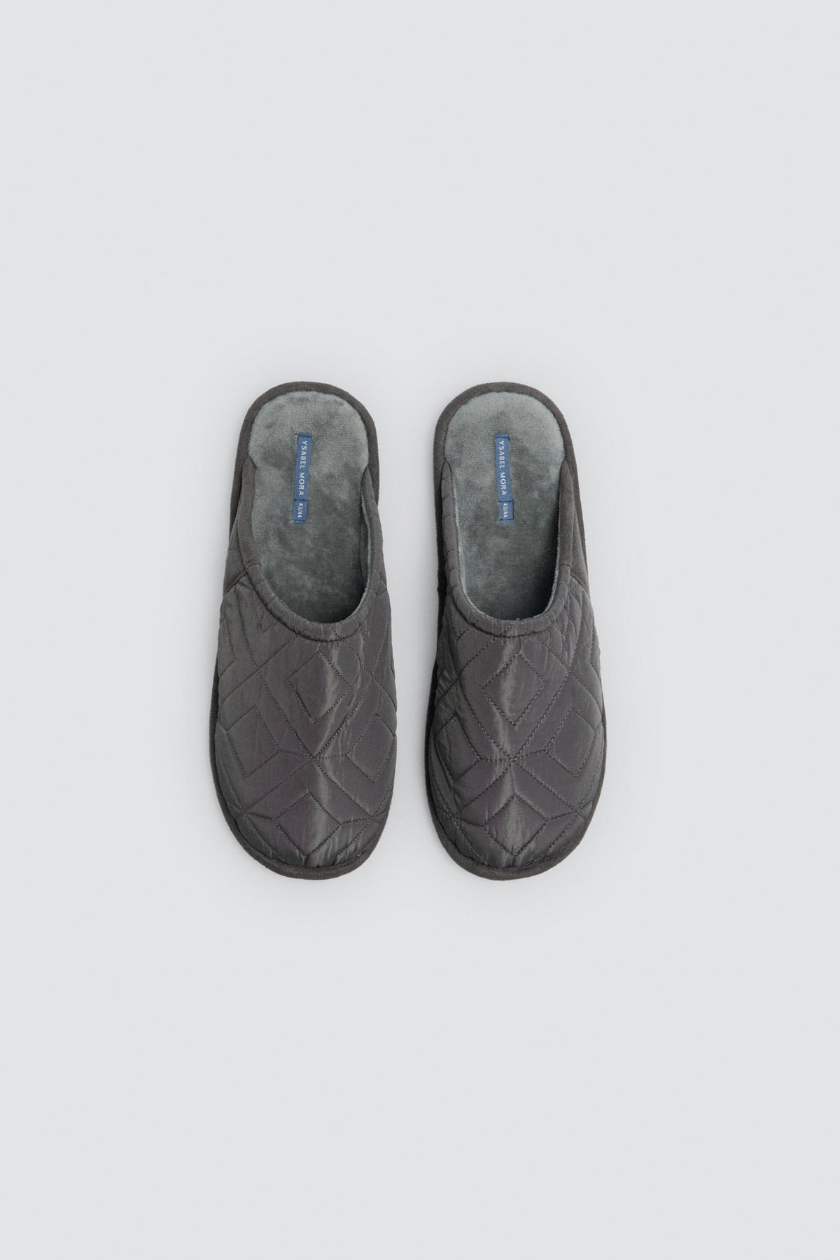 Men's green padded velvet-effect house slippers