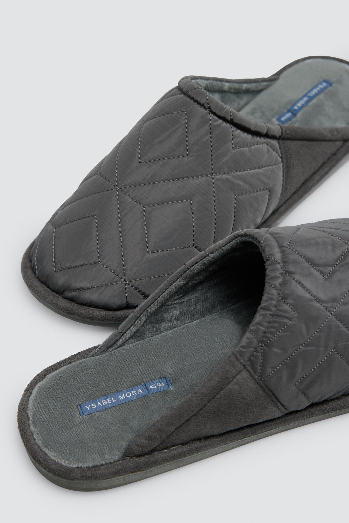 Men's green padded velvet-effect house slippers