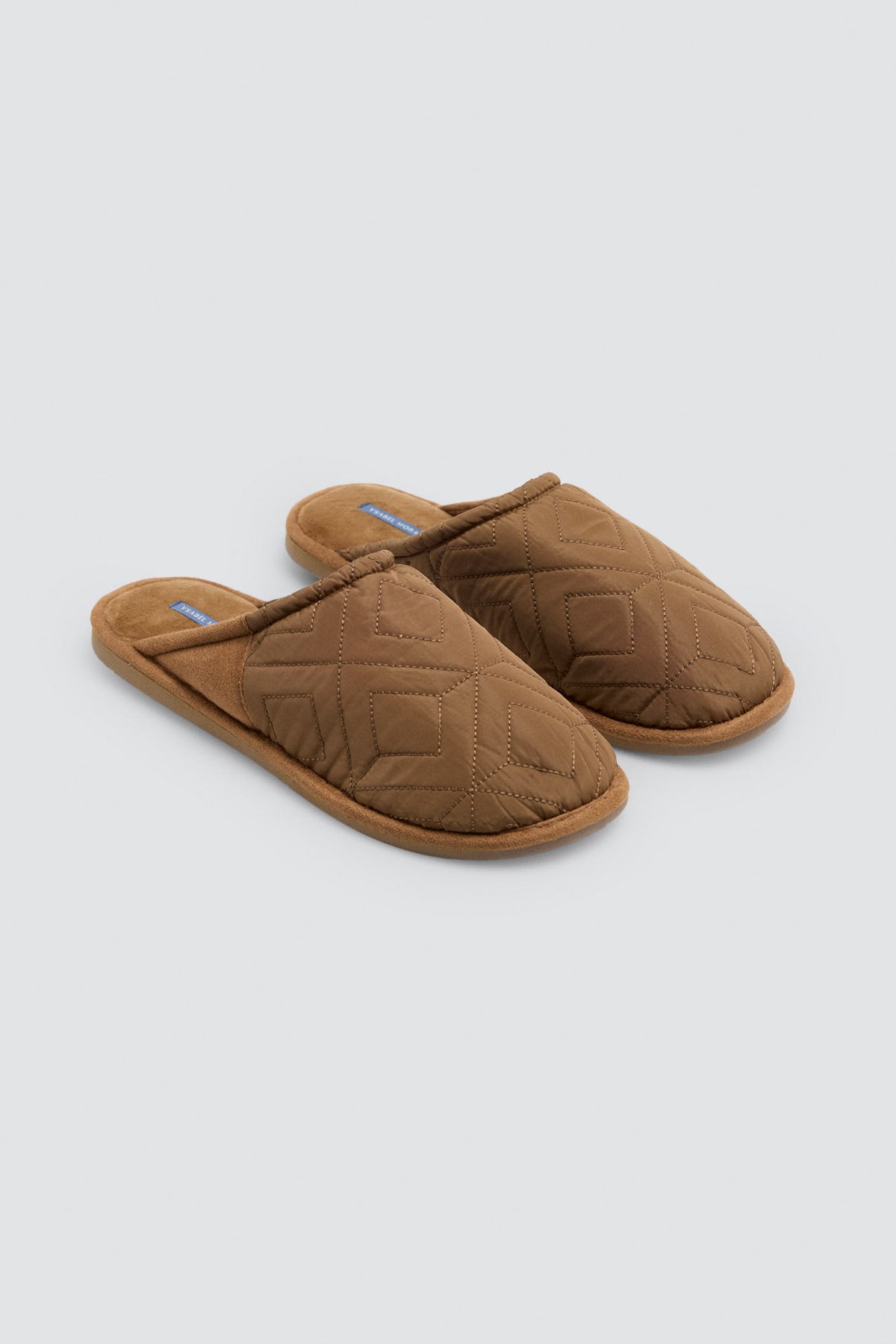 Men's ochre padded velvet-effect house slippers