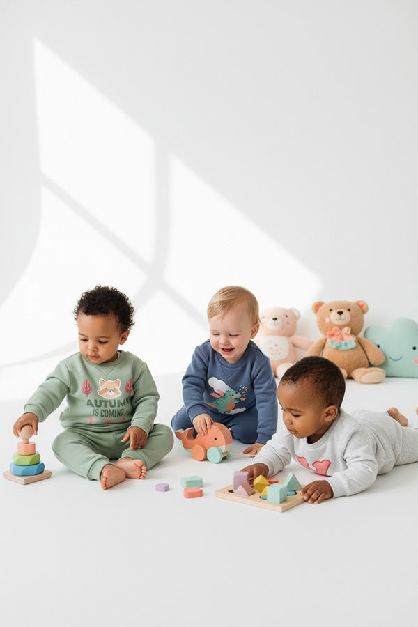 Baby set with grey printed sweatshirt and joggers
