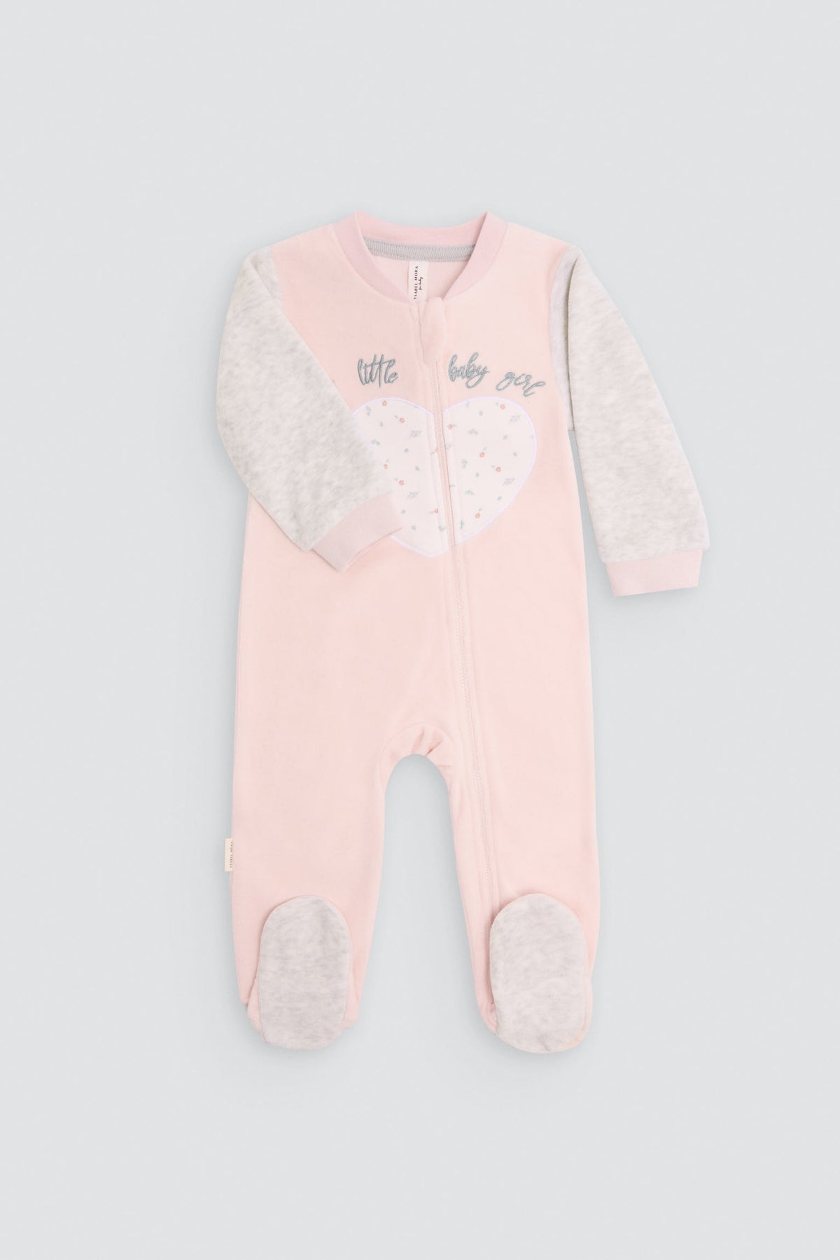 Baby zip sleepsuit with heart print