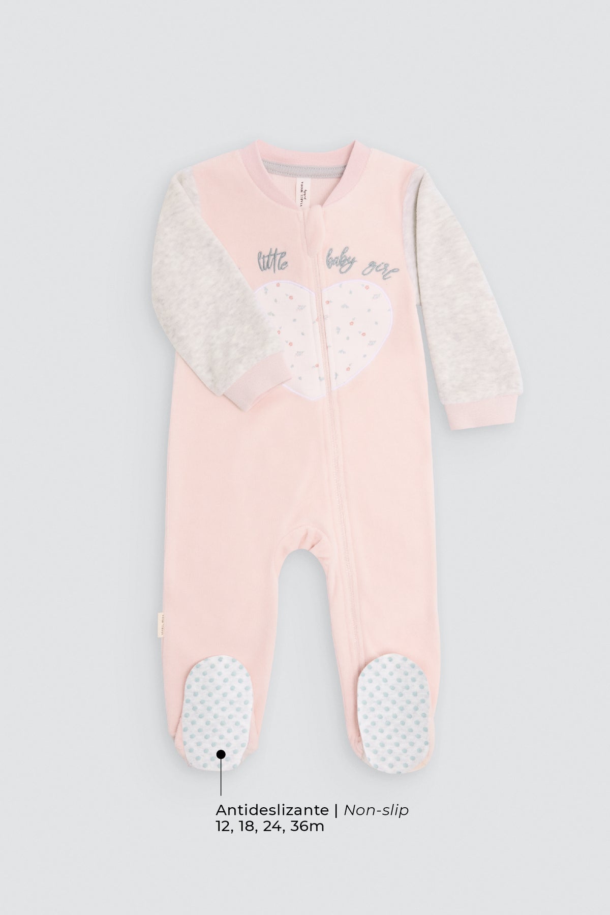 Baby zip sleepsuit with heart print