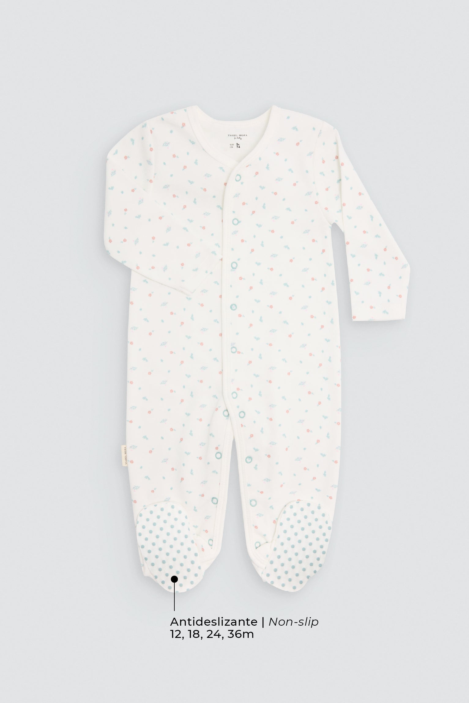 Baby long-sleeve sleepsuit with floral print