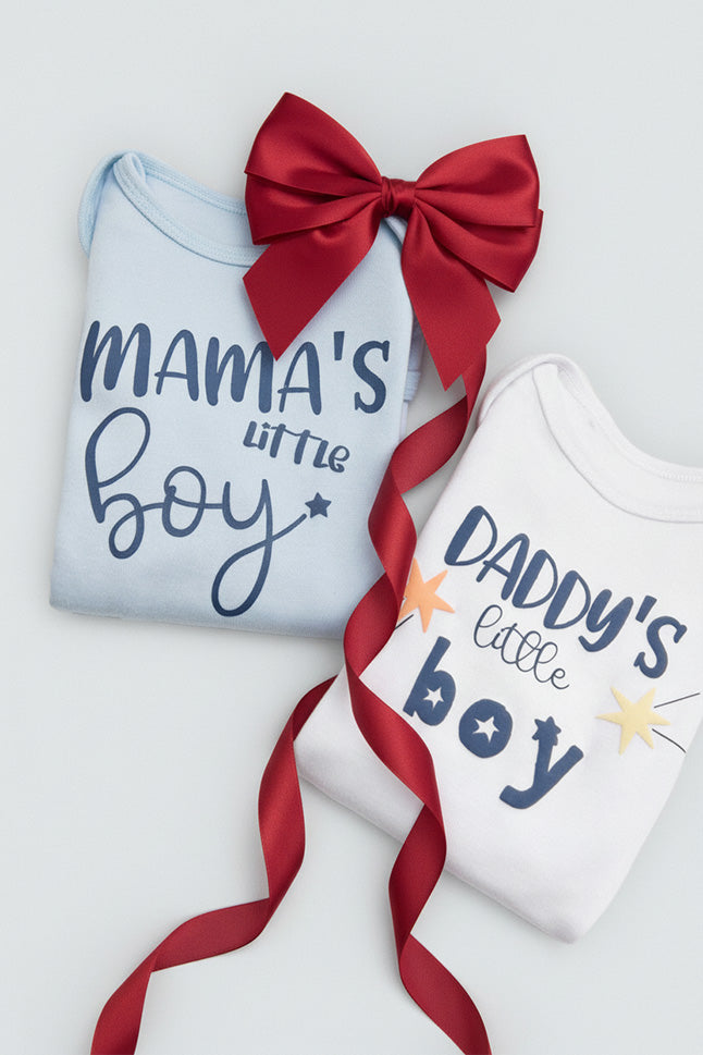 Pack of 2 long-sleeved baby bodysuits: Mama's and Daddy's Boy