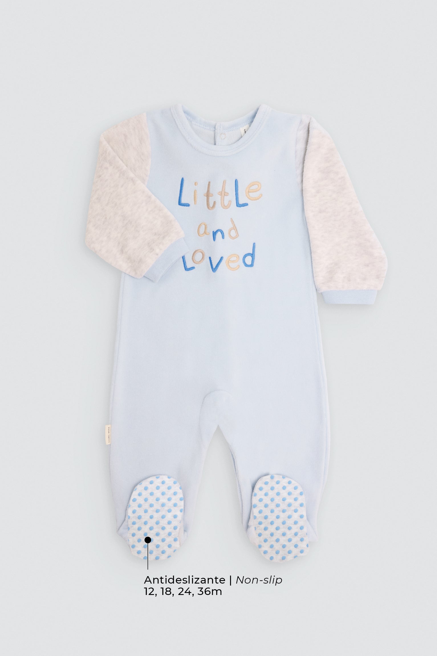 Baby long-sleeve sleepsuit with embroidered Little and Loved detail