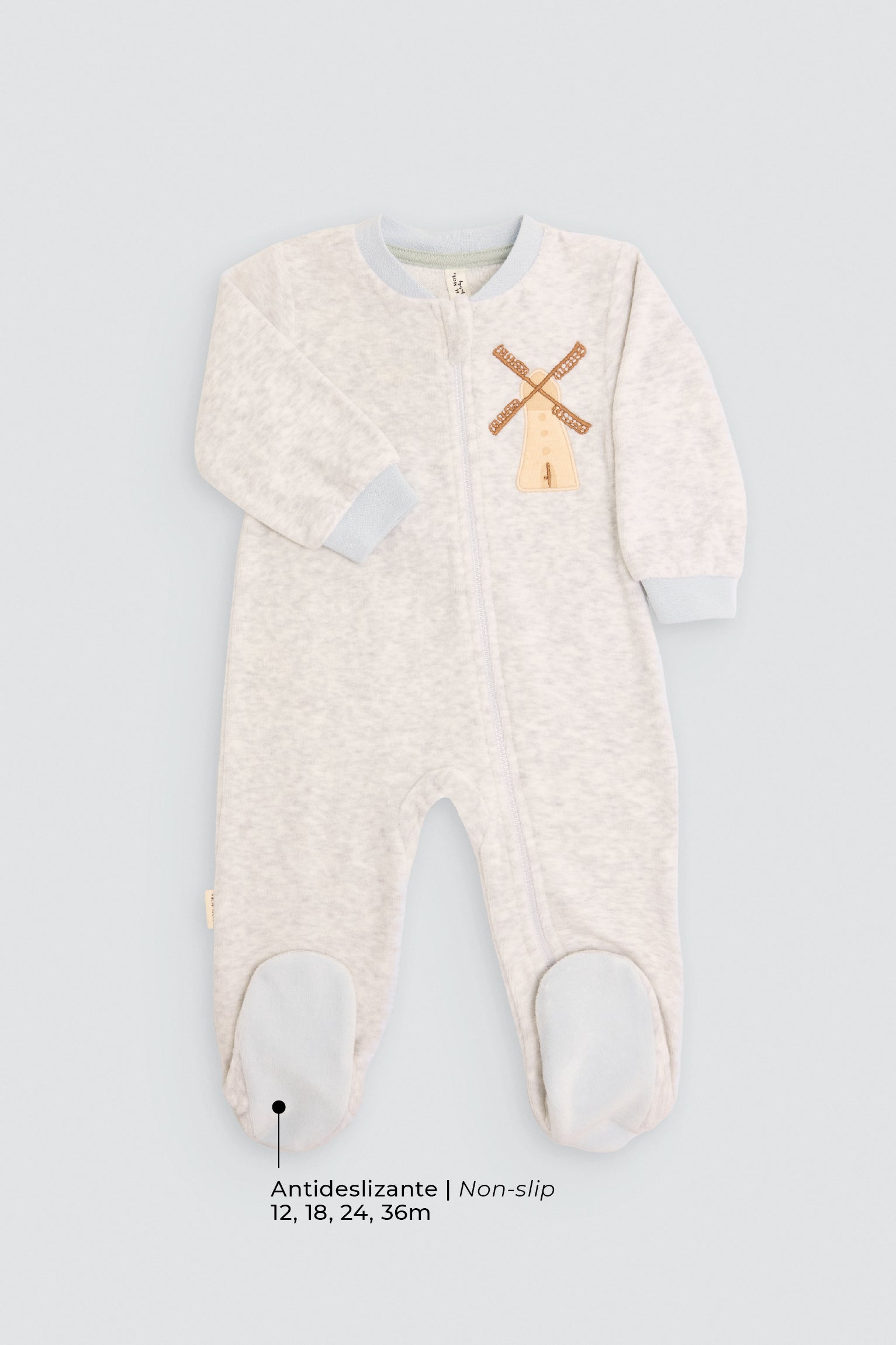 Baby long-sleeve sleepsuit with windmill print