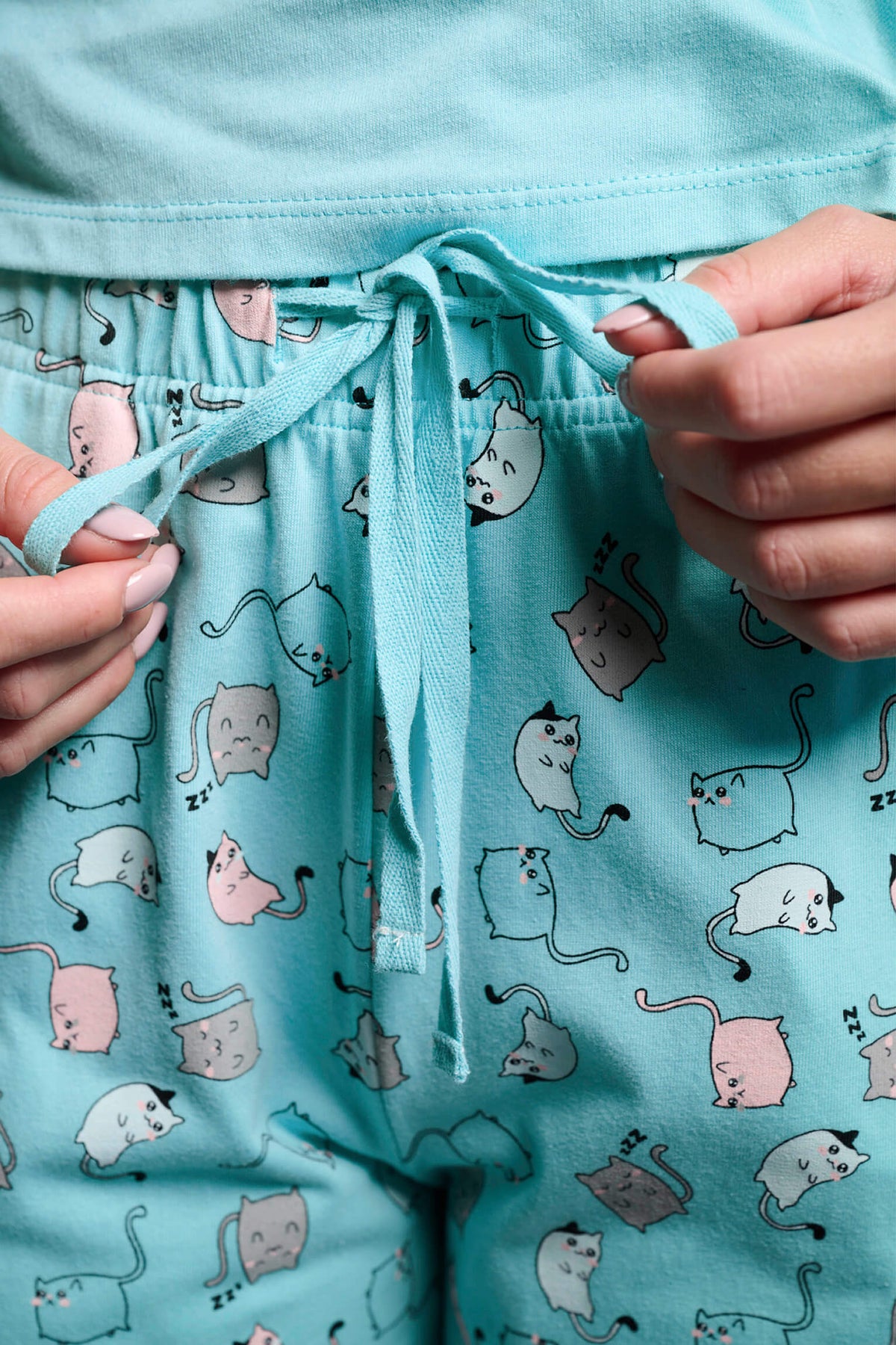 26229-pijama-largo-algodon-mujer-estampado-gatos-azul