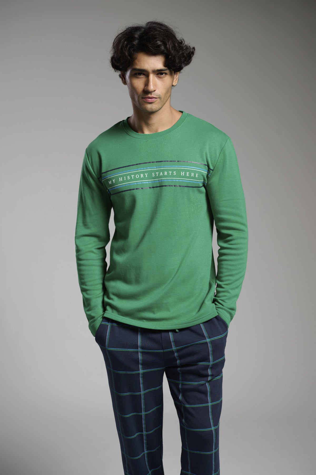 Men's long brushed My History Starts Here printed pyjamas