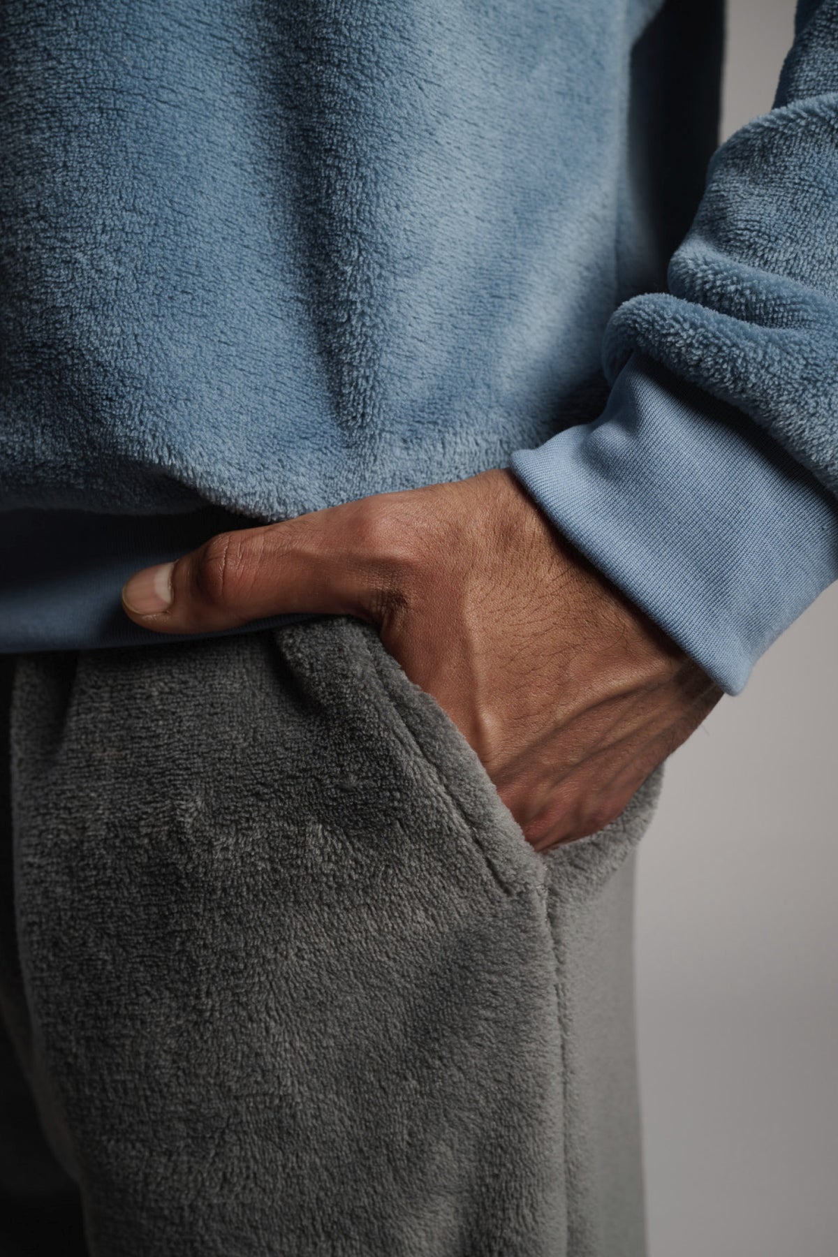Men's long blue and grey coral fleece The Real Racer pyjamas