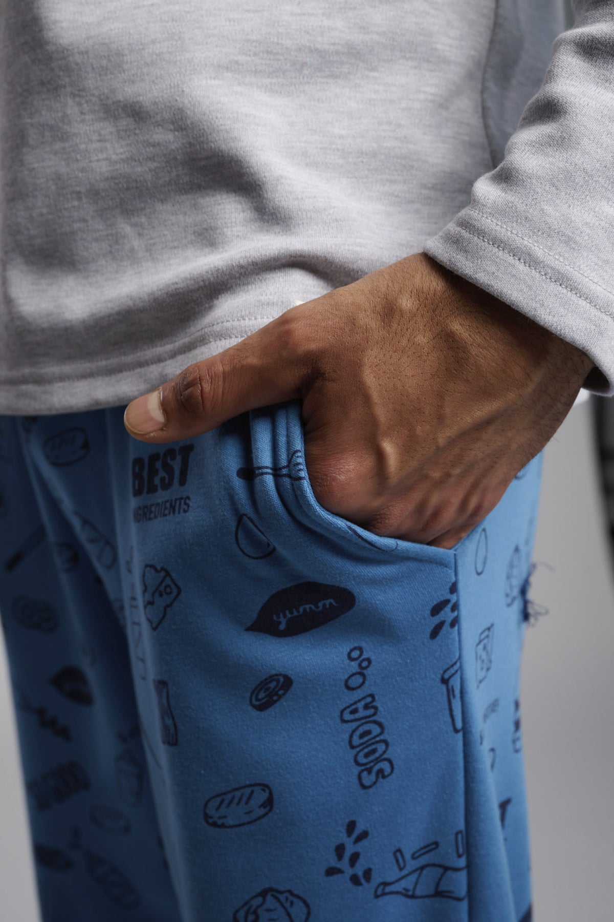 Men's long brushed Food Truck printed pyjamas