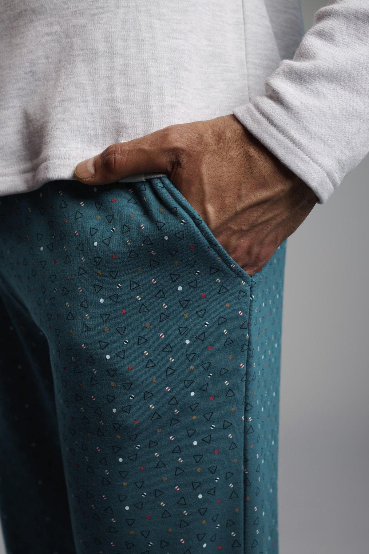 Men's long brushed billiards-print pyjamas