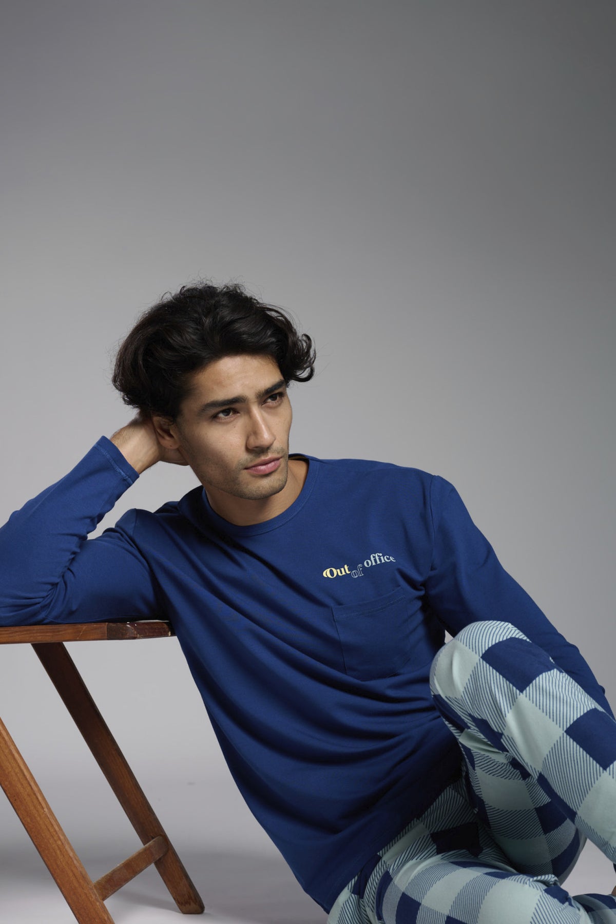 Men's long ultra-soft Out of Office checked pyjamas