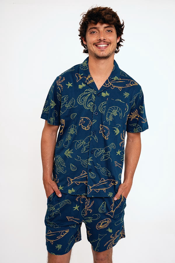 Men's short buttoned cotton pajamas | MUYDEMI