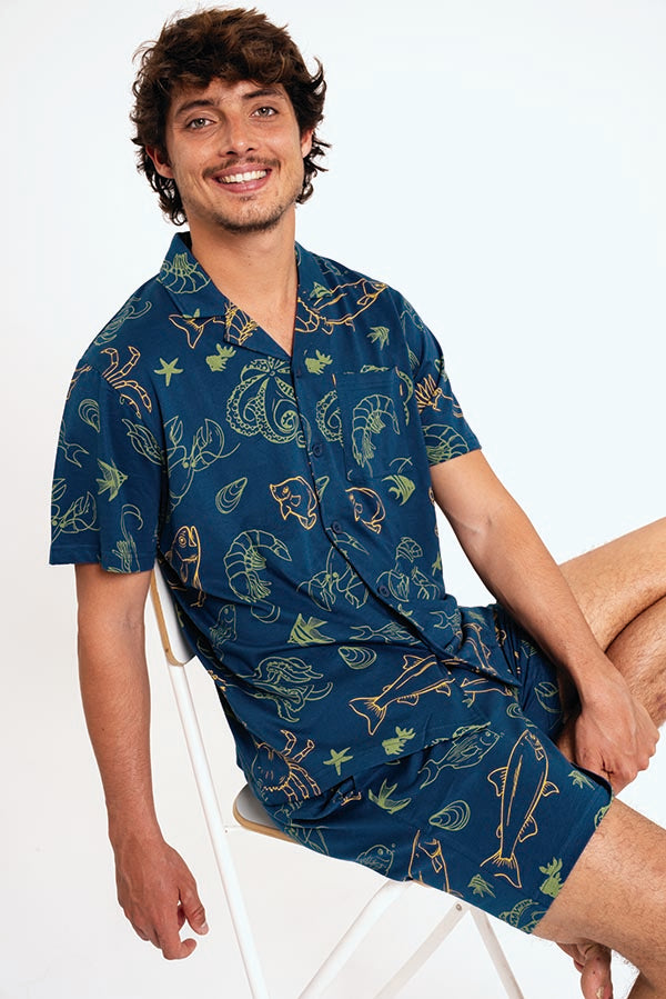 Men's short buttoned cotton pajamas | MUYDEMI