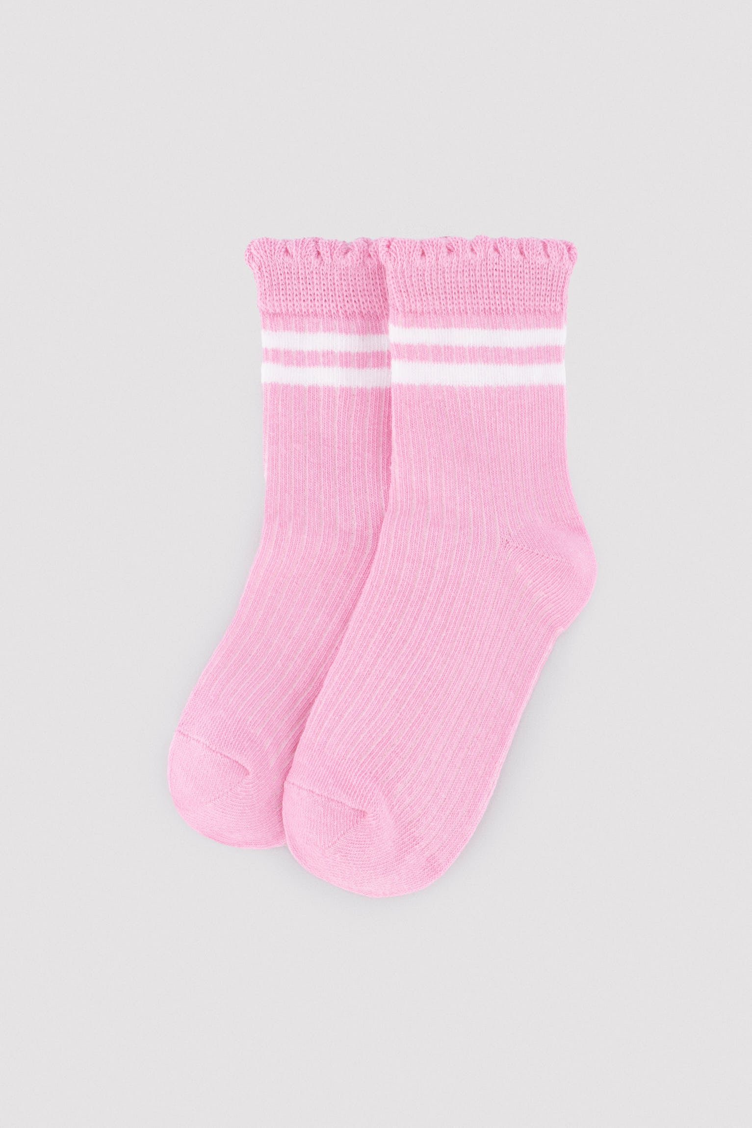 Pack of 3 short socks with curled cuff detail and contrasting stripes
