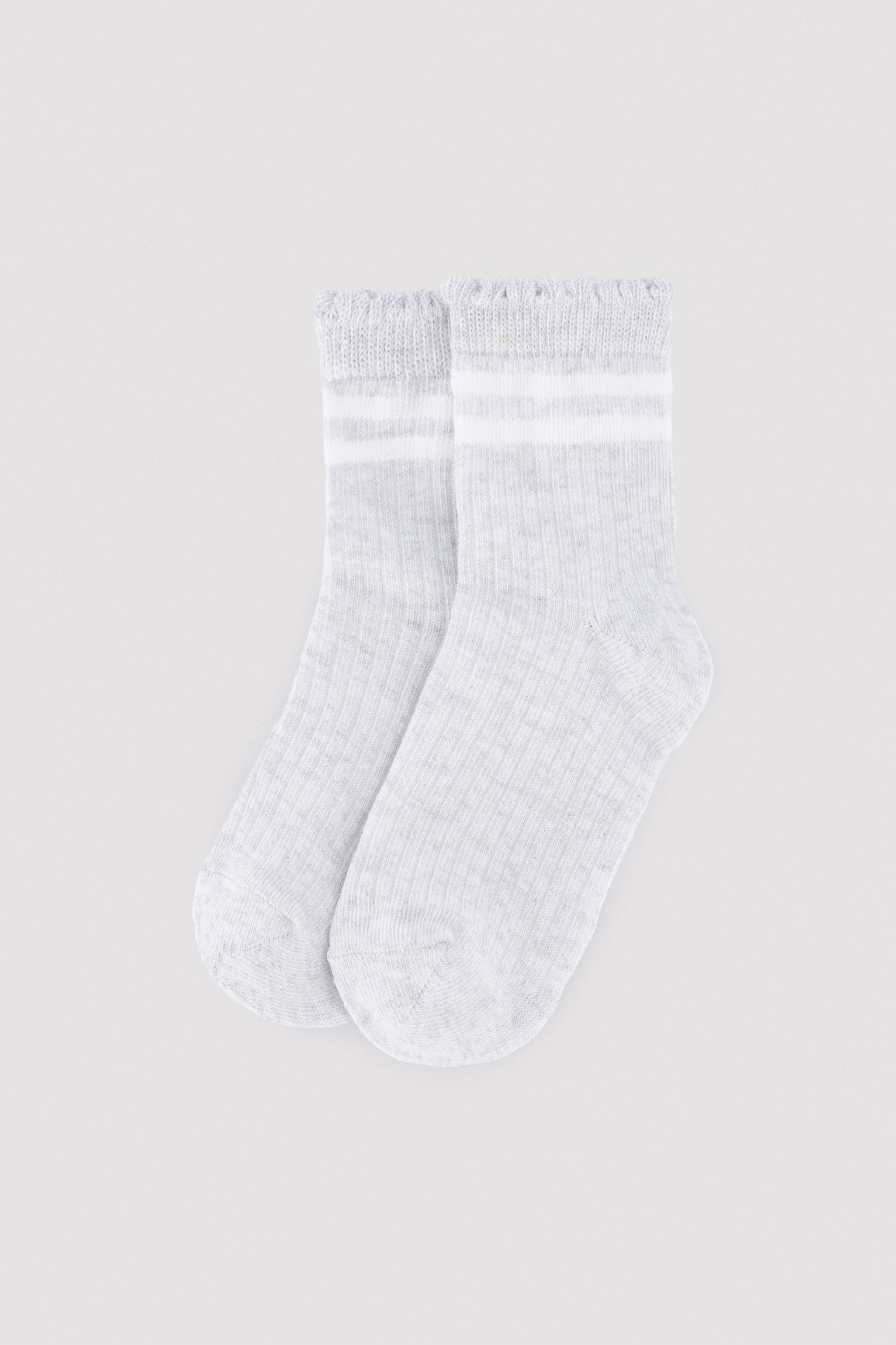 Pack of 3 short socks with curled cuff detail and contrasting stripes