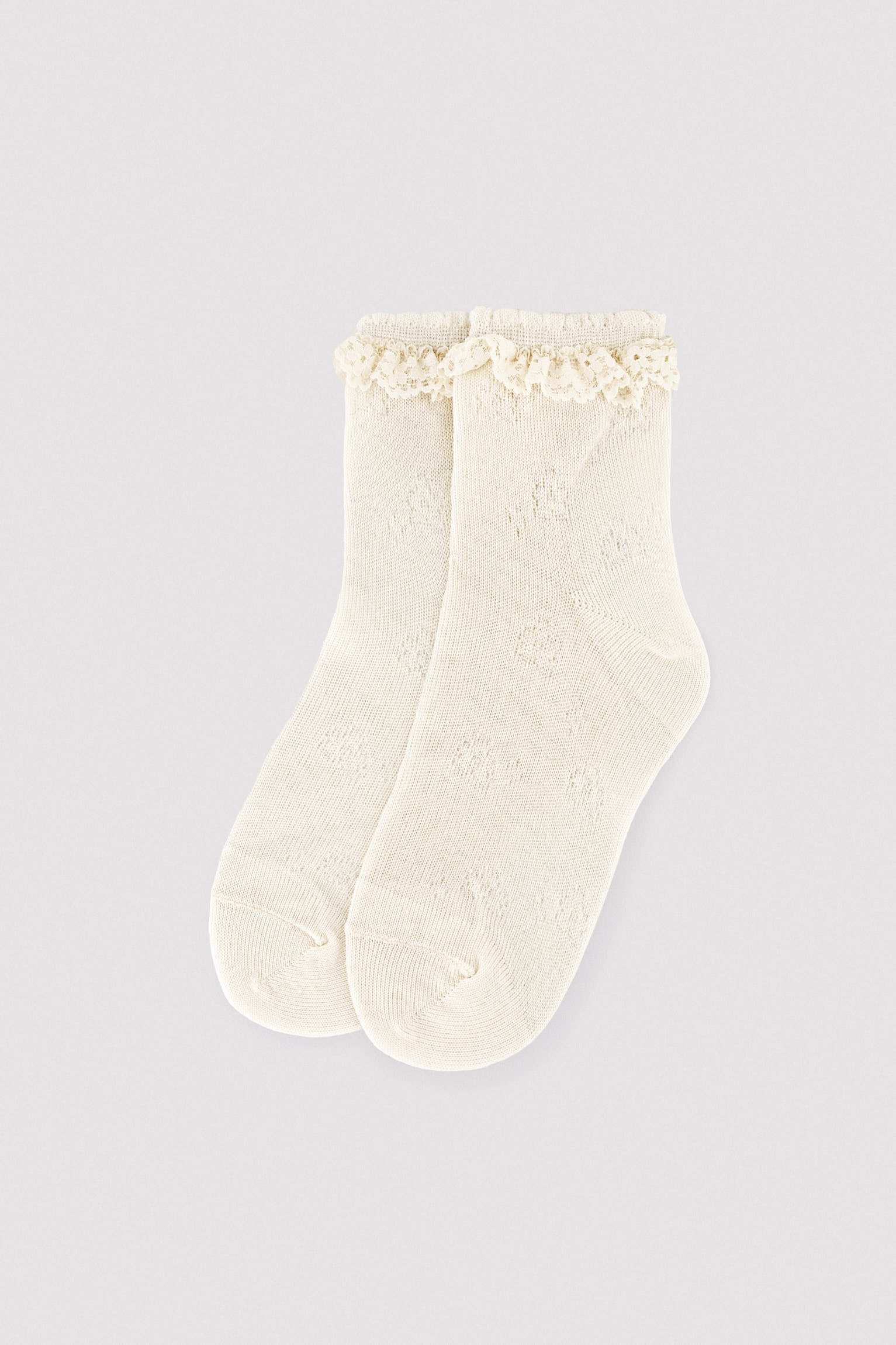 Children's openwork socks with ivory lace detail