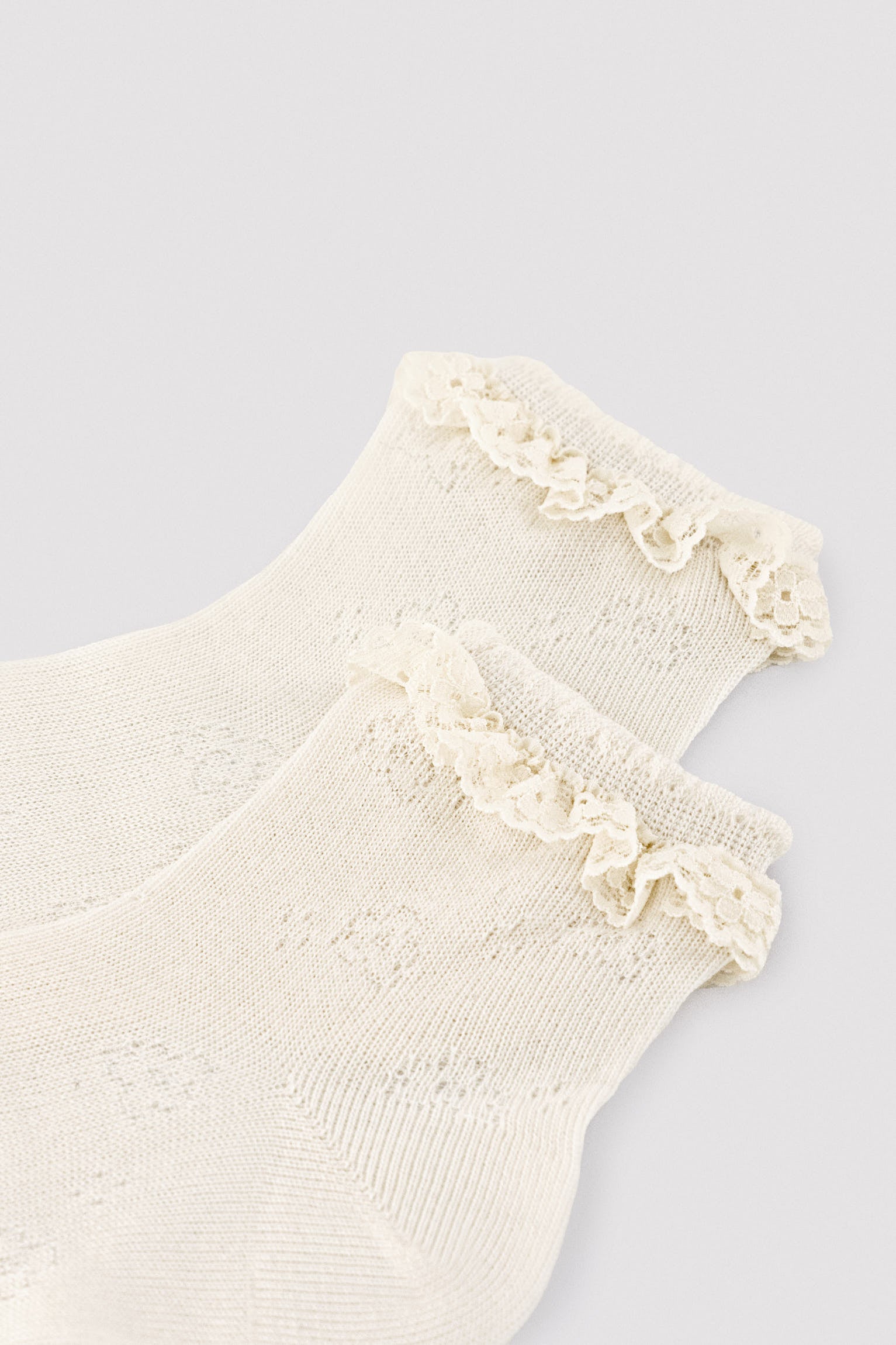 Children's openwork socks with ivory lace detail