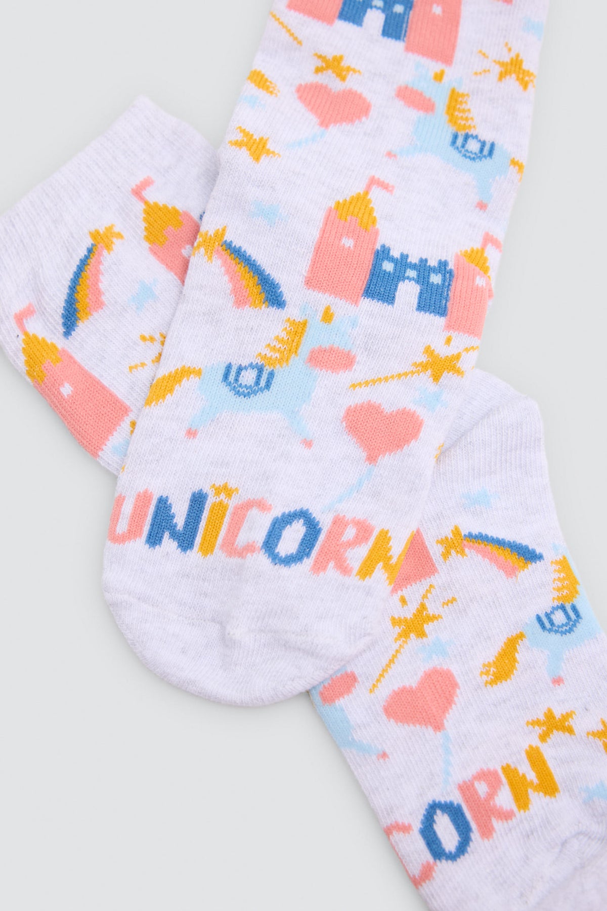 Pack of 2 girls' unicorn-print socks