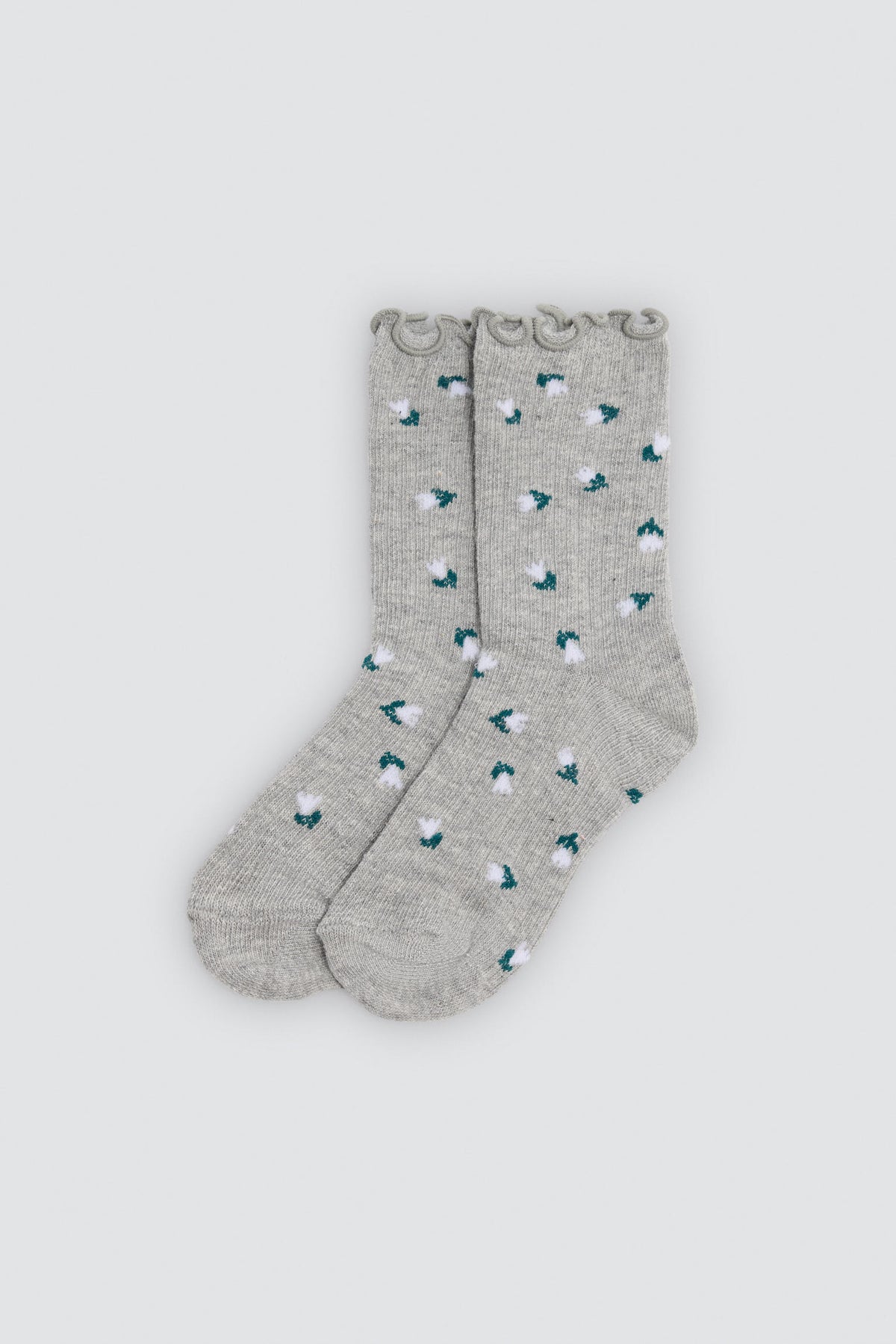 Pack of 4 girls' scalloped-cuff socks with floral print