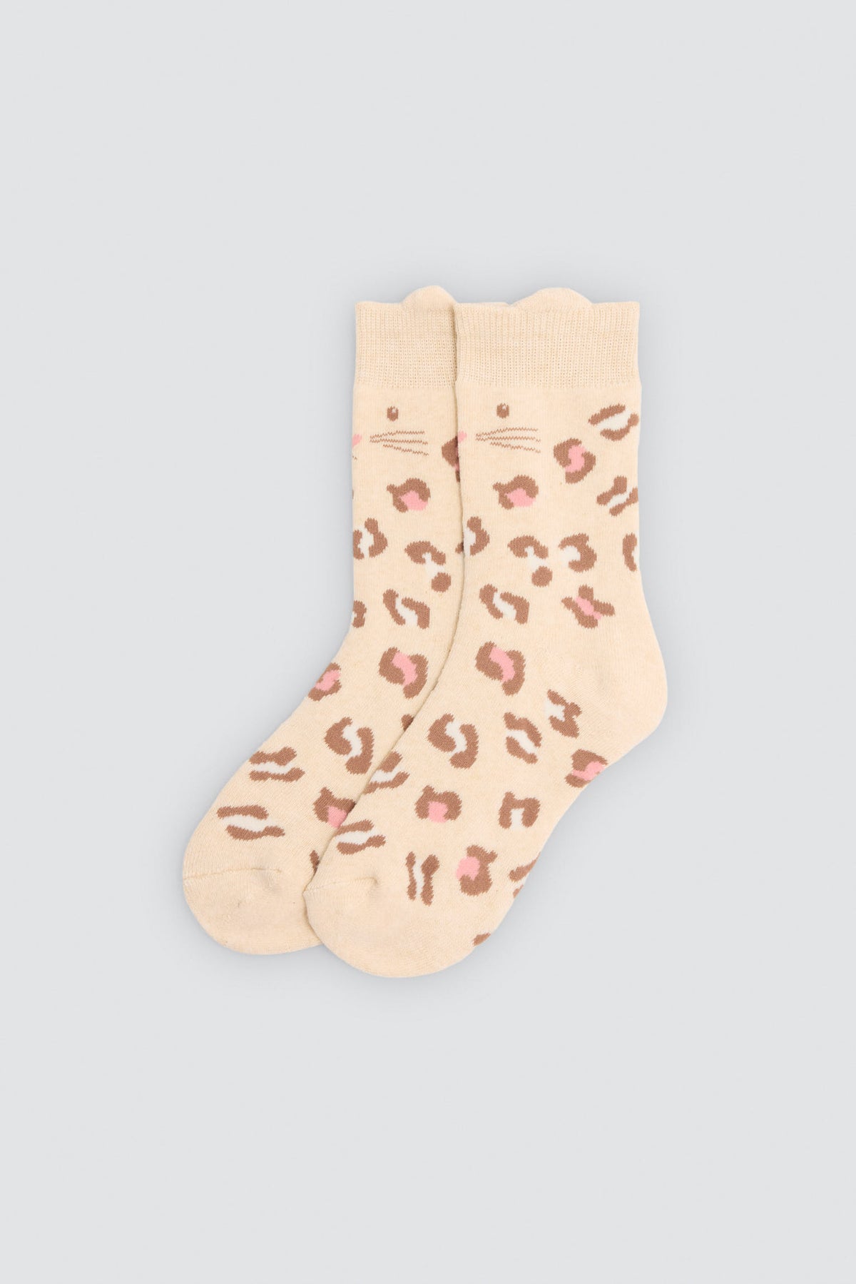 Pack of 3 girls' thermal socks with cat-ear detail and leopard print