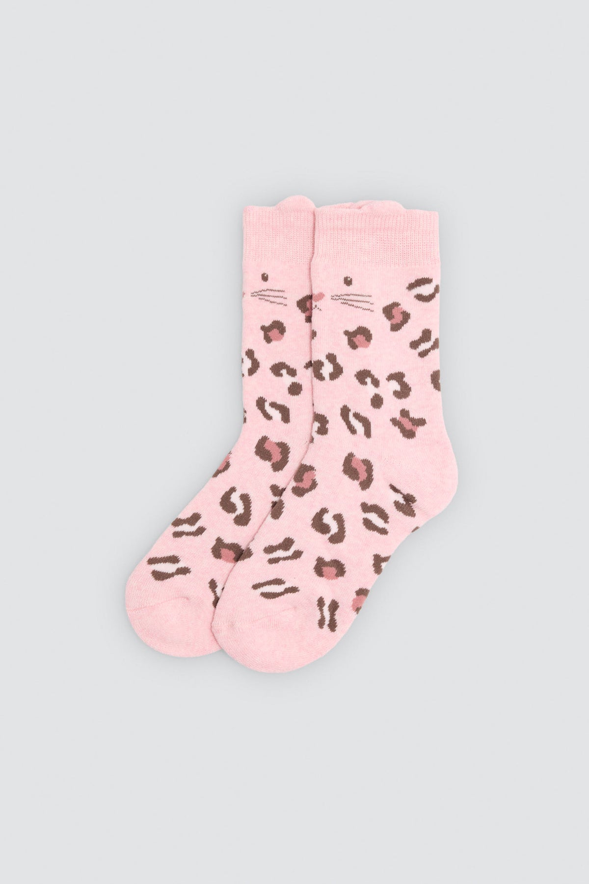 Pack of 3 girls' thermal socks with cat-ear detail and leopard print