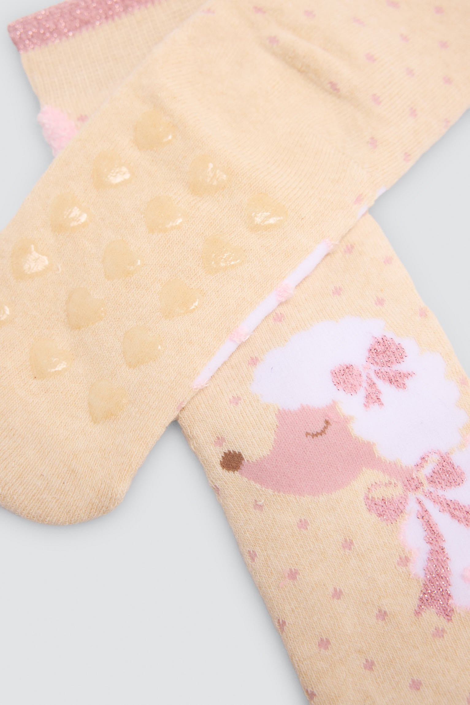 Pack of 3 girls' thermal non-slip socks with poodle print