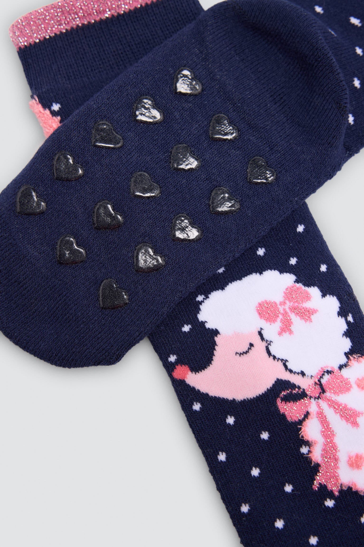 Pack of 3 girls' thermal non-slip socks with poodle print