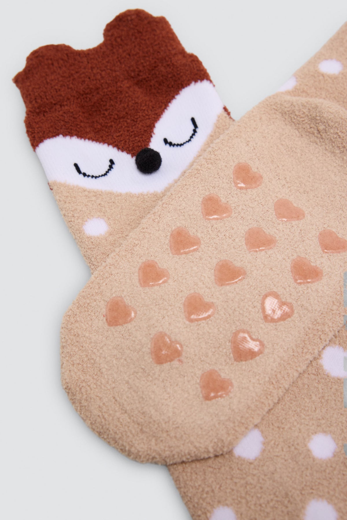 Pack of 3 girls' thermal non-slip socks with 3D animal-face details