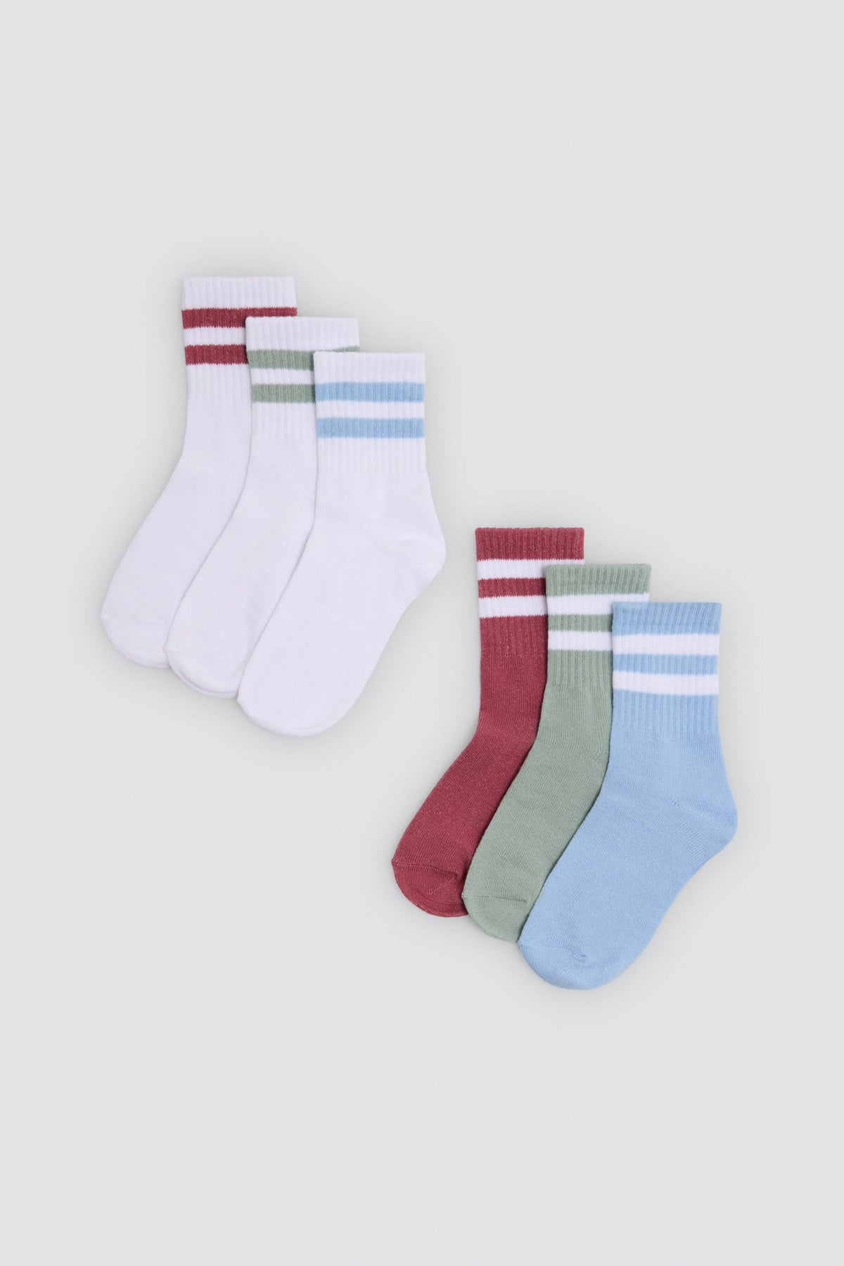Pack of 6 girls' striped socks