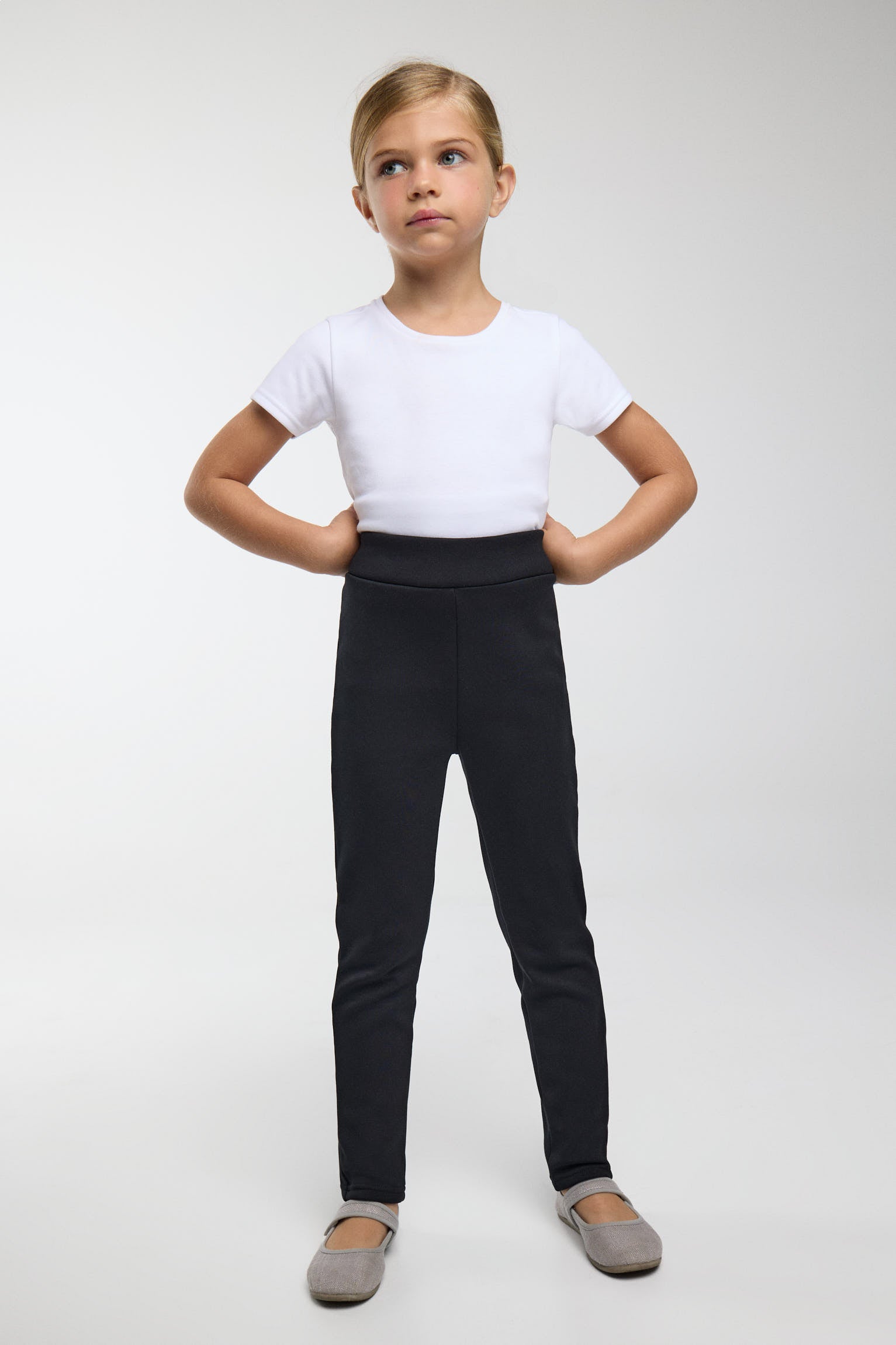 ULTRA THERMAL Girls' black brushed leggings