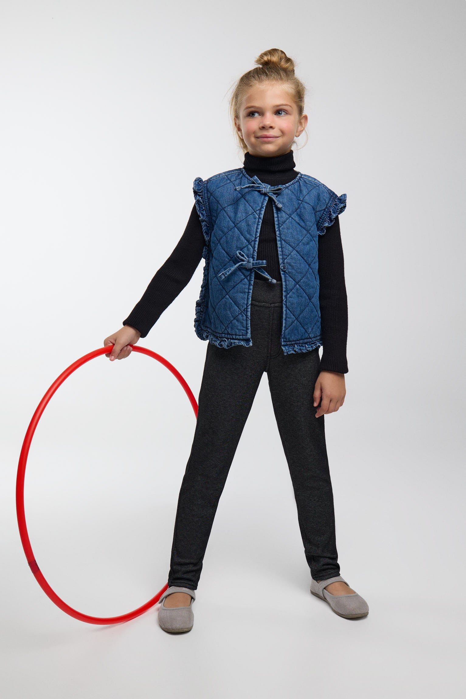 THERMAL Girls' black brushed denim-effect leggings