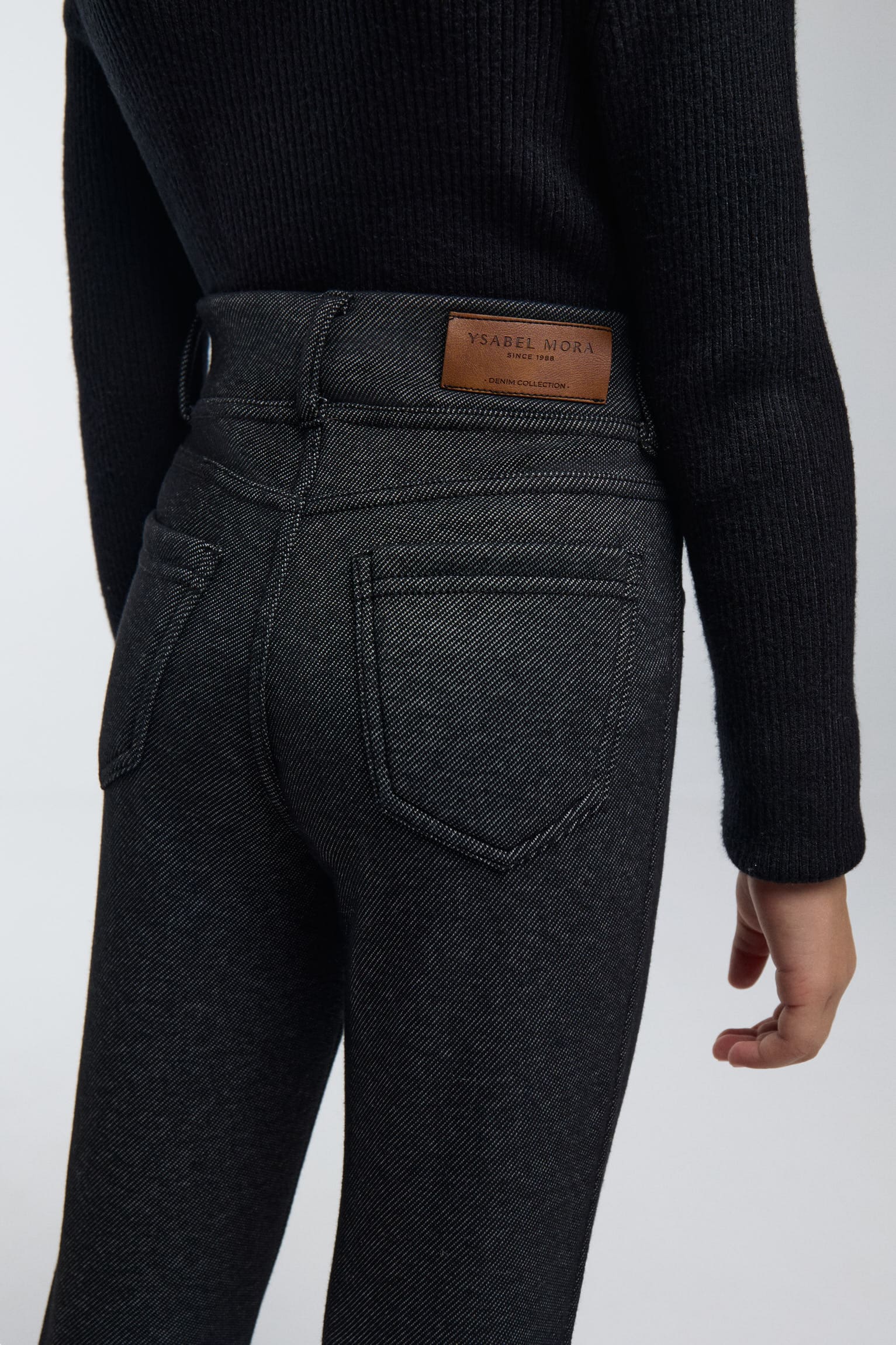 THERMAL Girls' black brushed denim-effect leggings