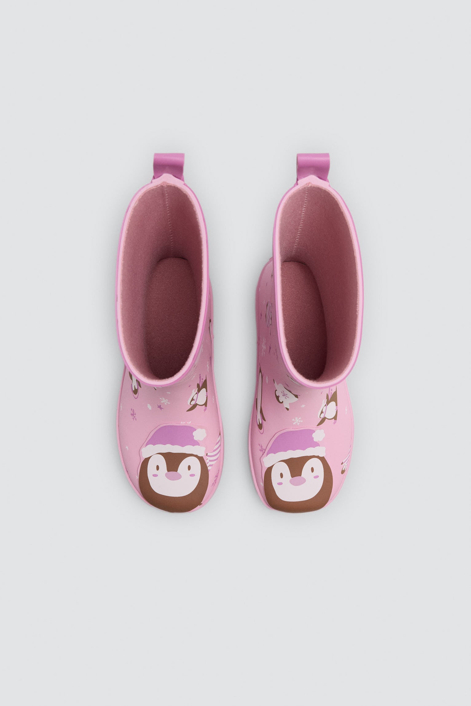 PRE-ORDER Girls' penguin-print wellington boots with lining
