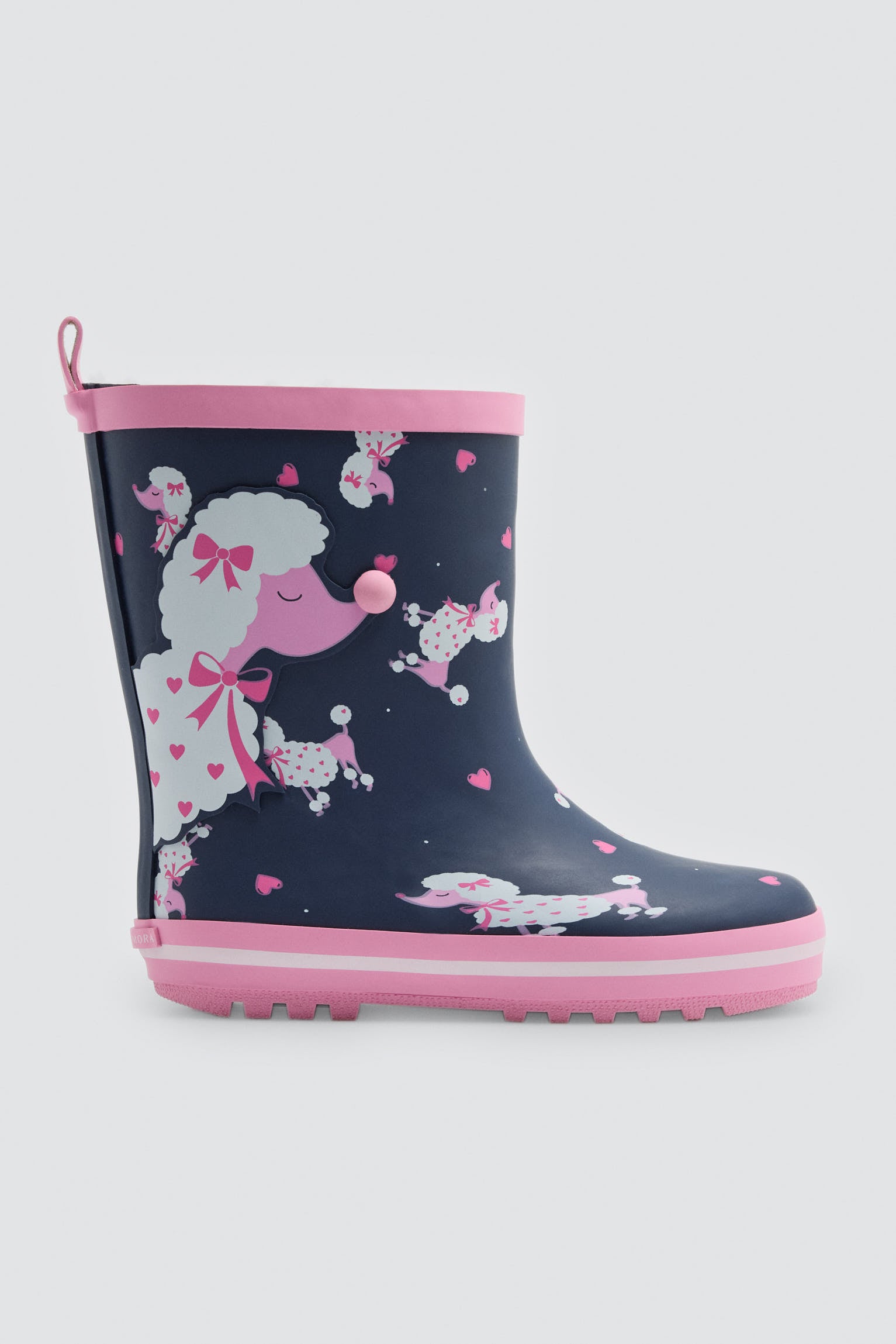Girls' poodle-print wellington boots with sherpa lining