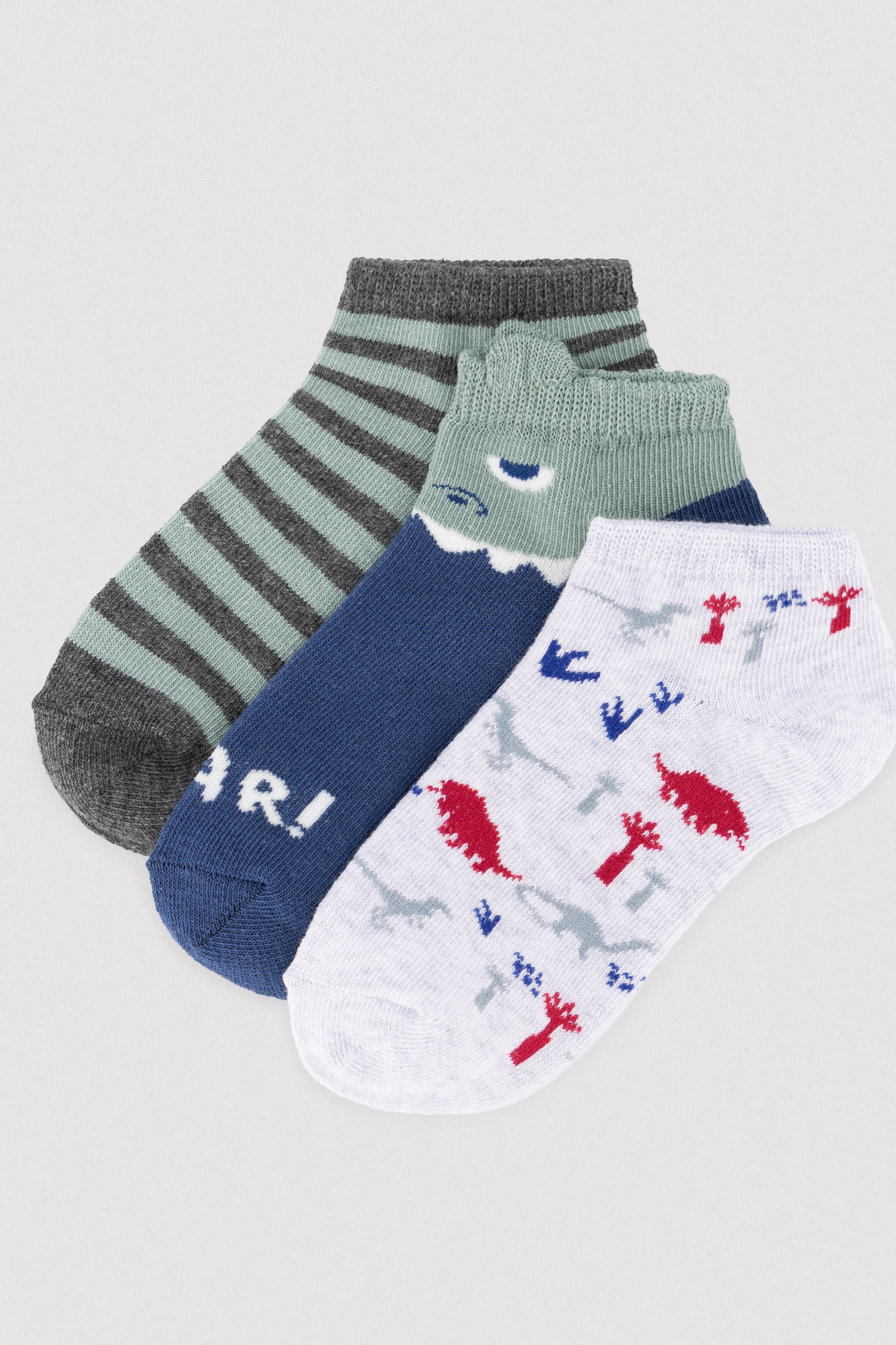 Pack of 3 children's printed ankle socks Roar