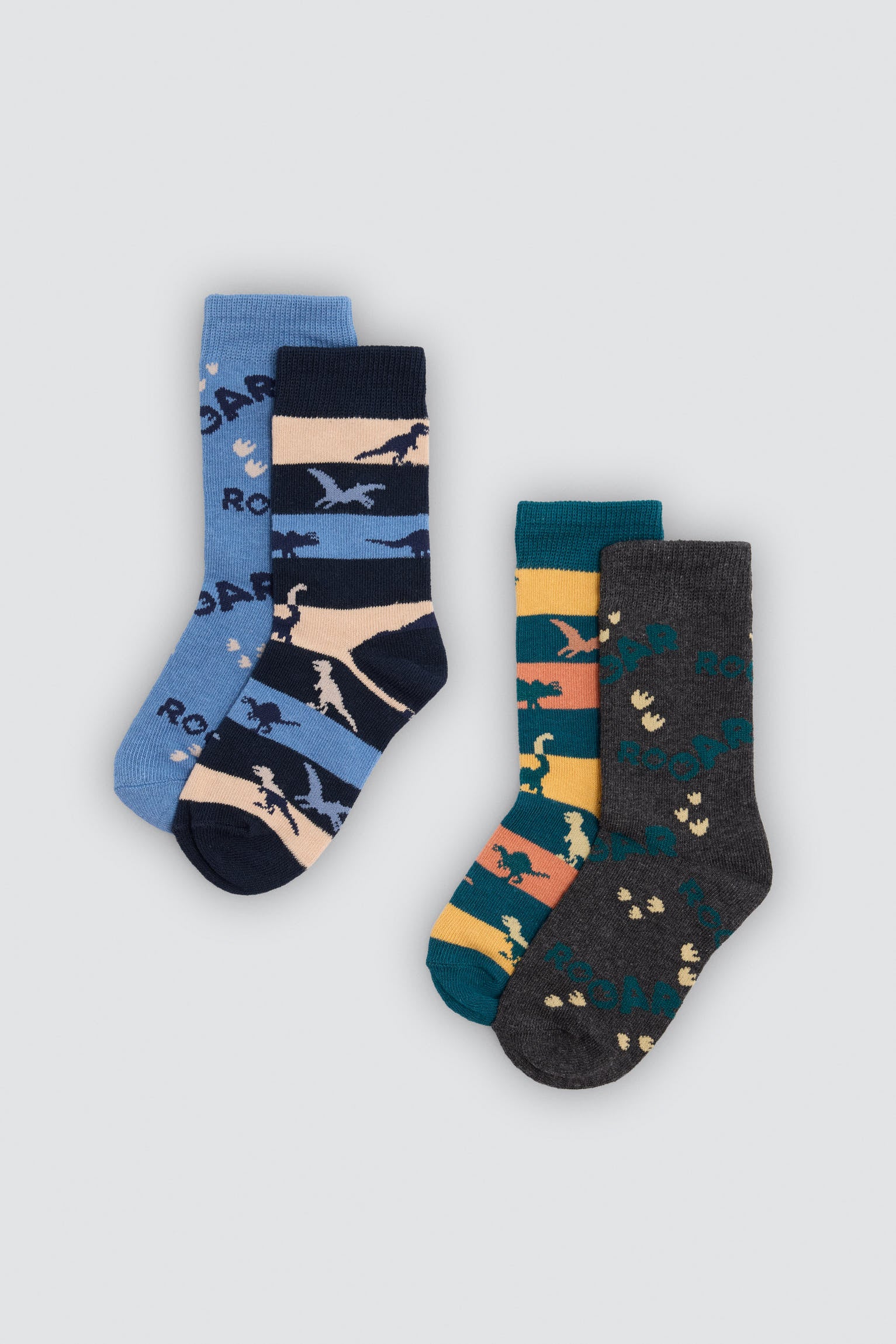 Pack of 4 dinosaur-print socks