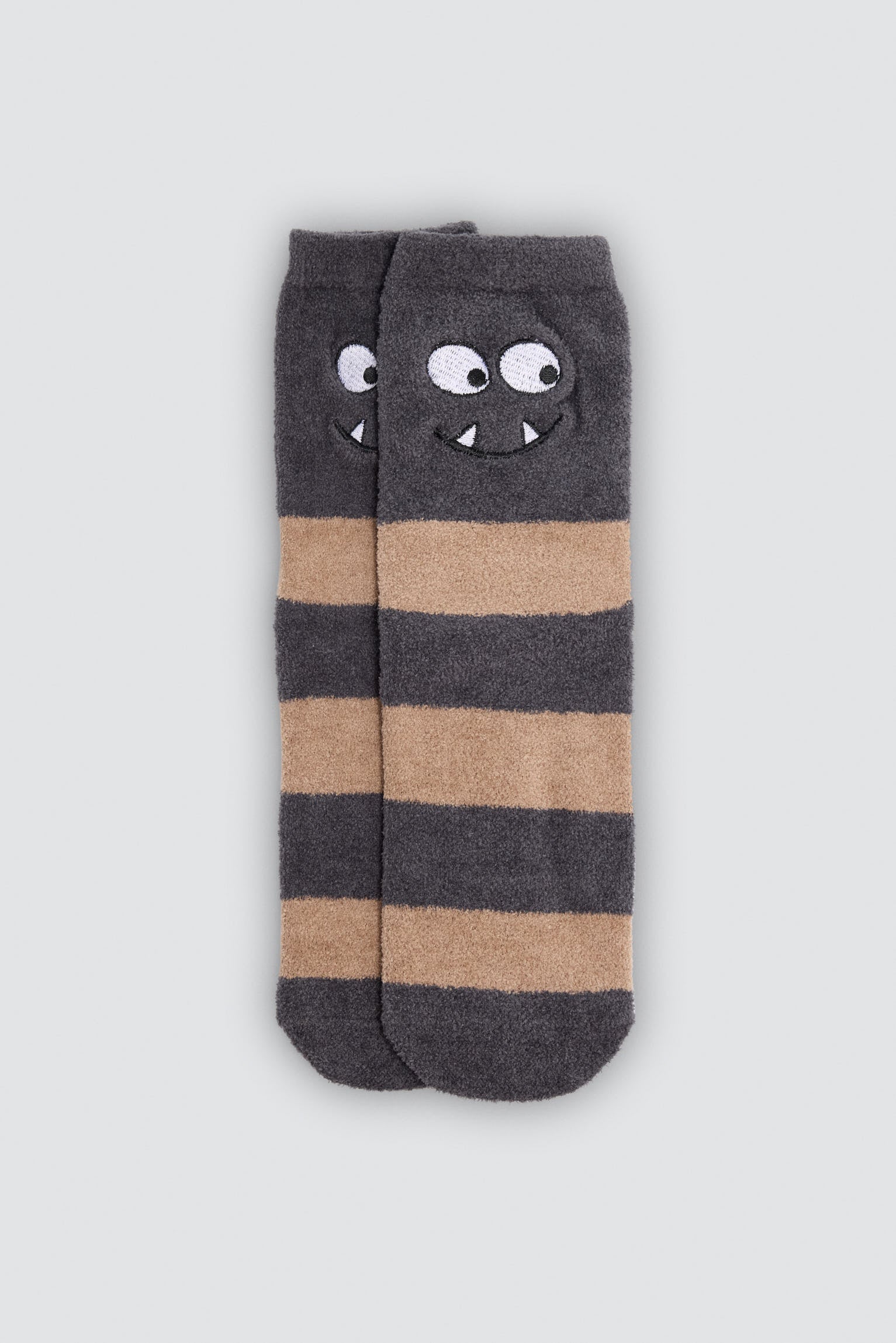 Pack of 3 boys' non-slip monster striped socks