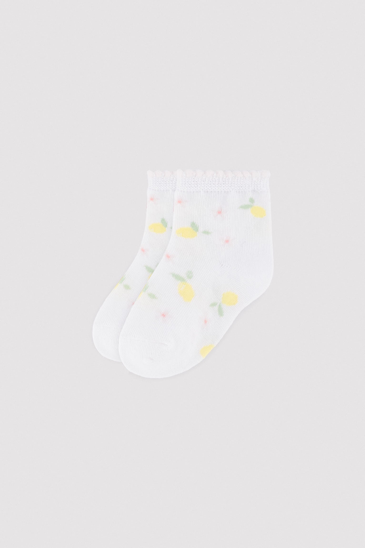 Pack of 3 baby short socks with lemon and strawberry print
