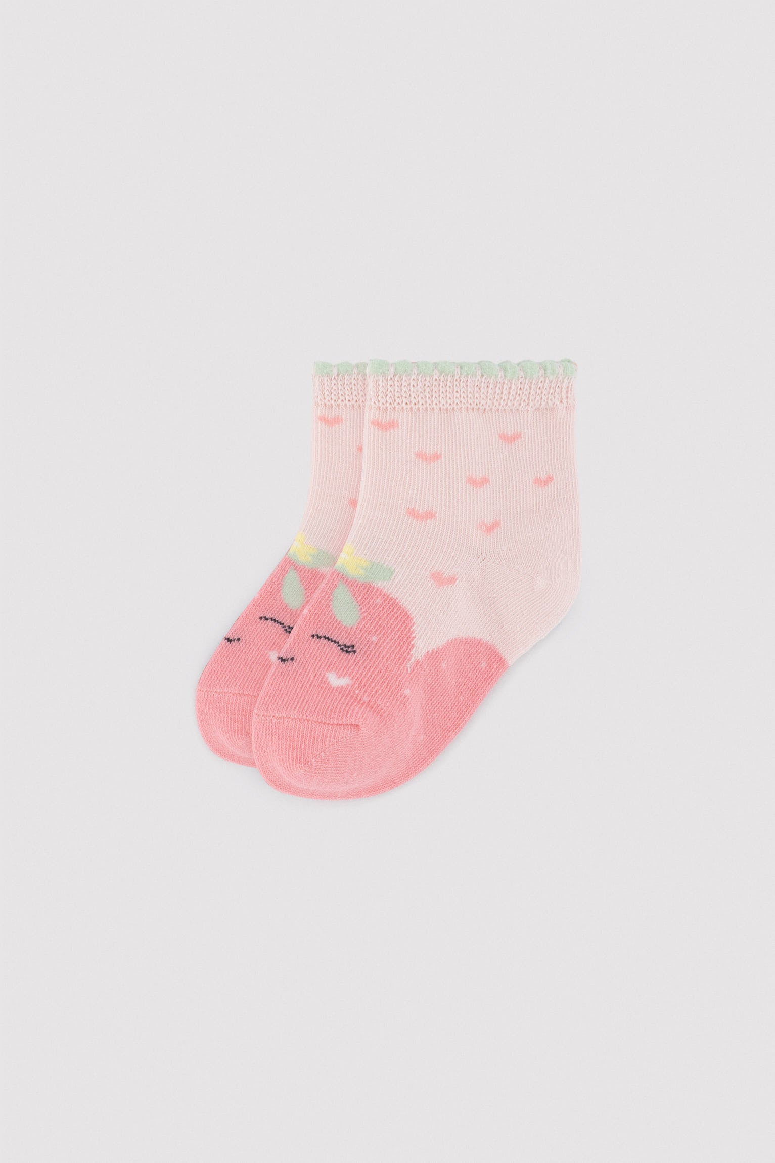 Pack of 3 baby short socks with lemon and strawberry print