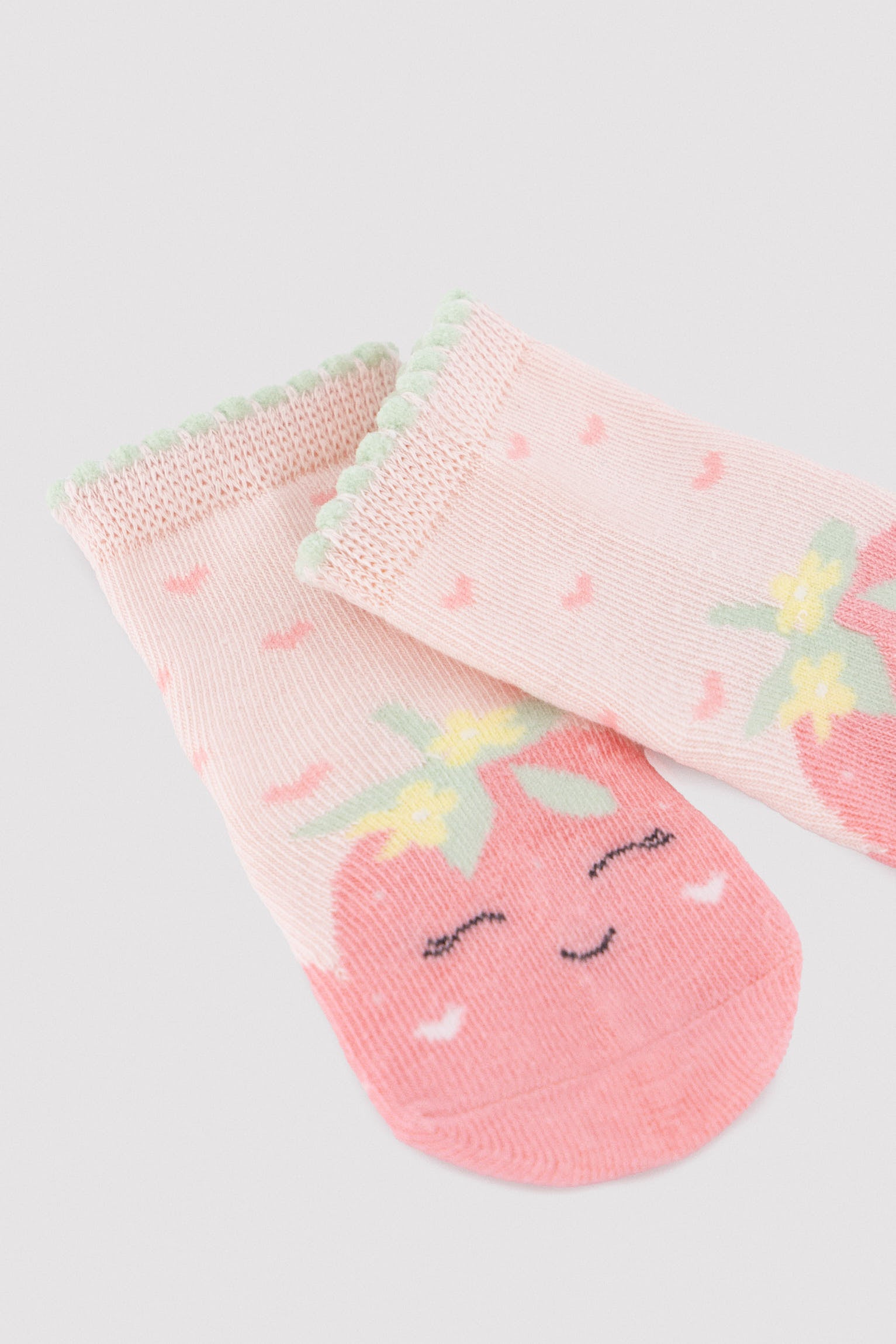 Pack of 3 baby short socks with lemon and strawberry print