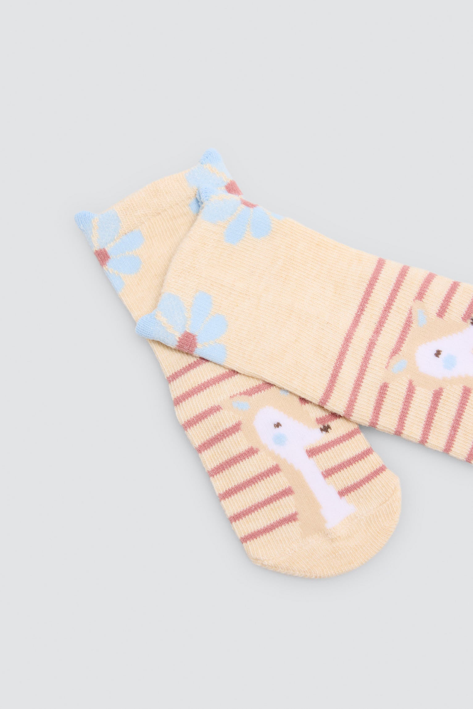 Pack of 4 baby socks with floral and fox prints