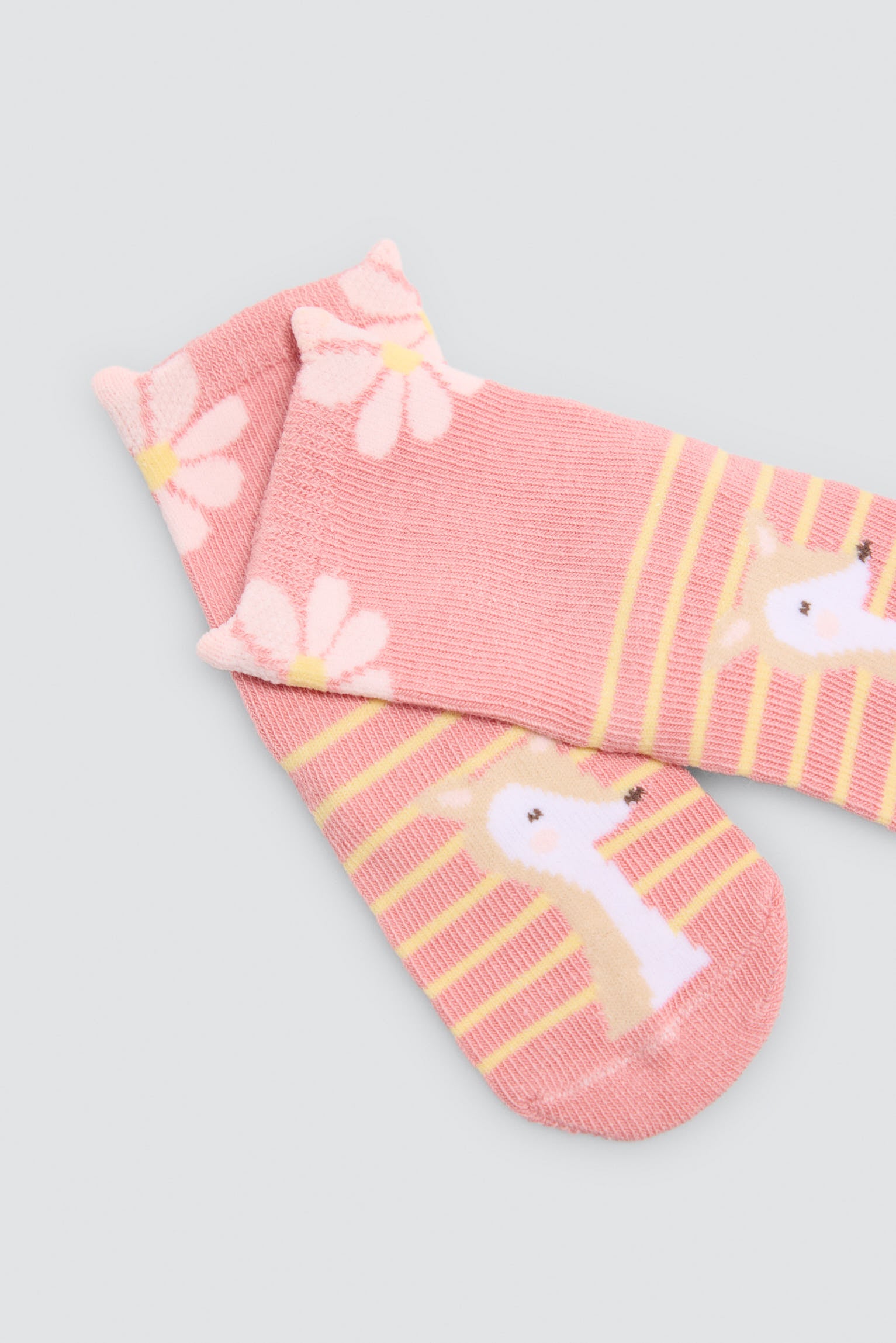 Pack of 4 baby socks with floral and fox prints