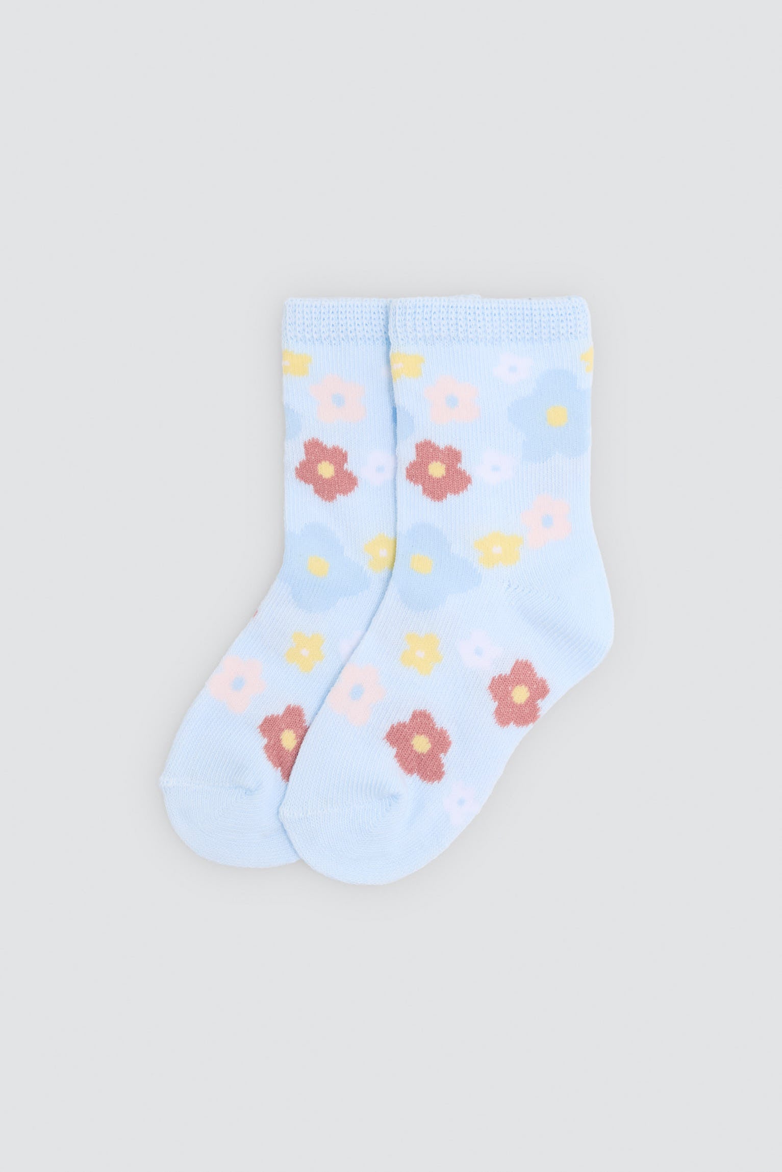 Pack of 4 baby socks with floral and fox prints