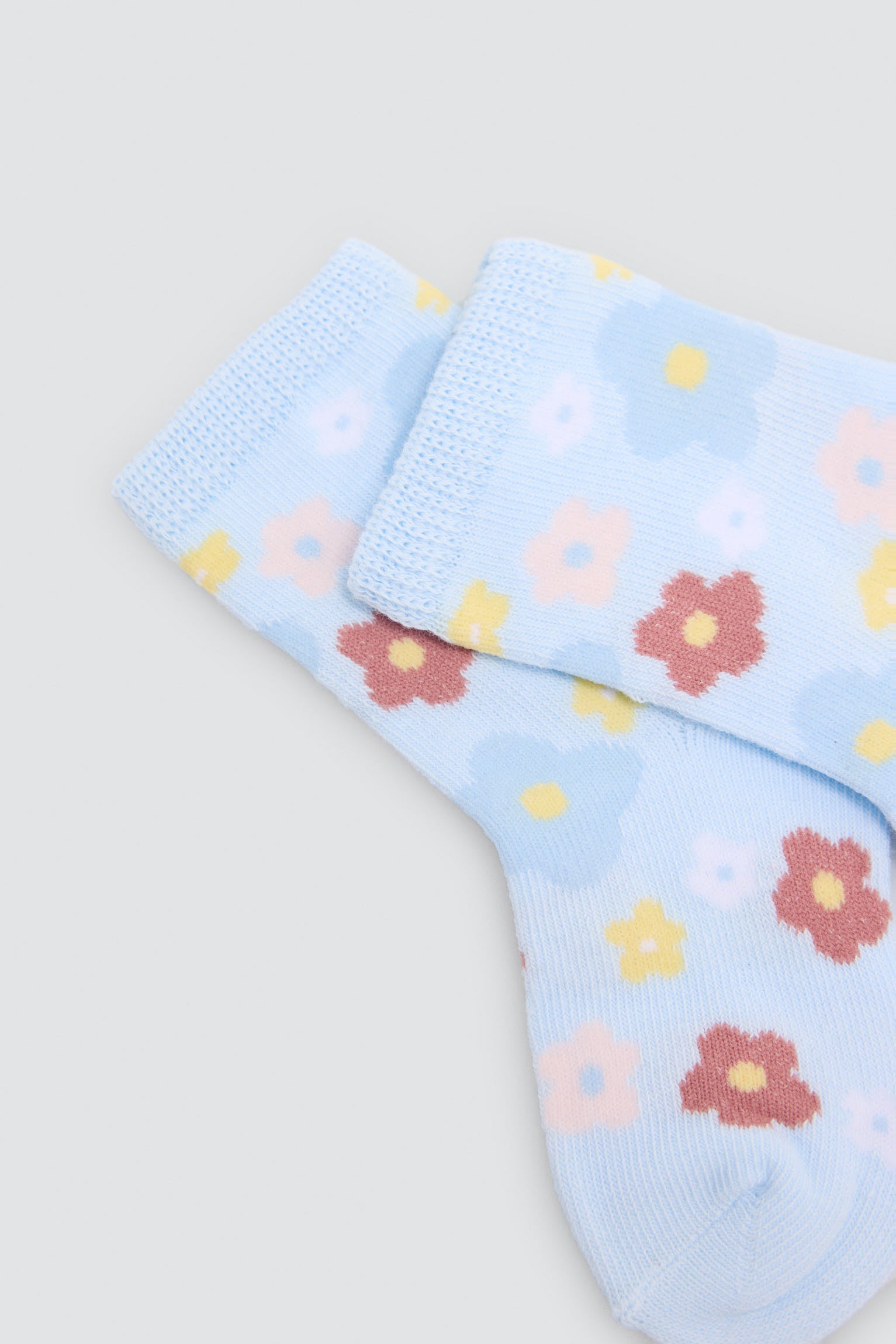 Pack of 4 baby socks with floral and fox prints