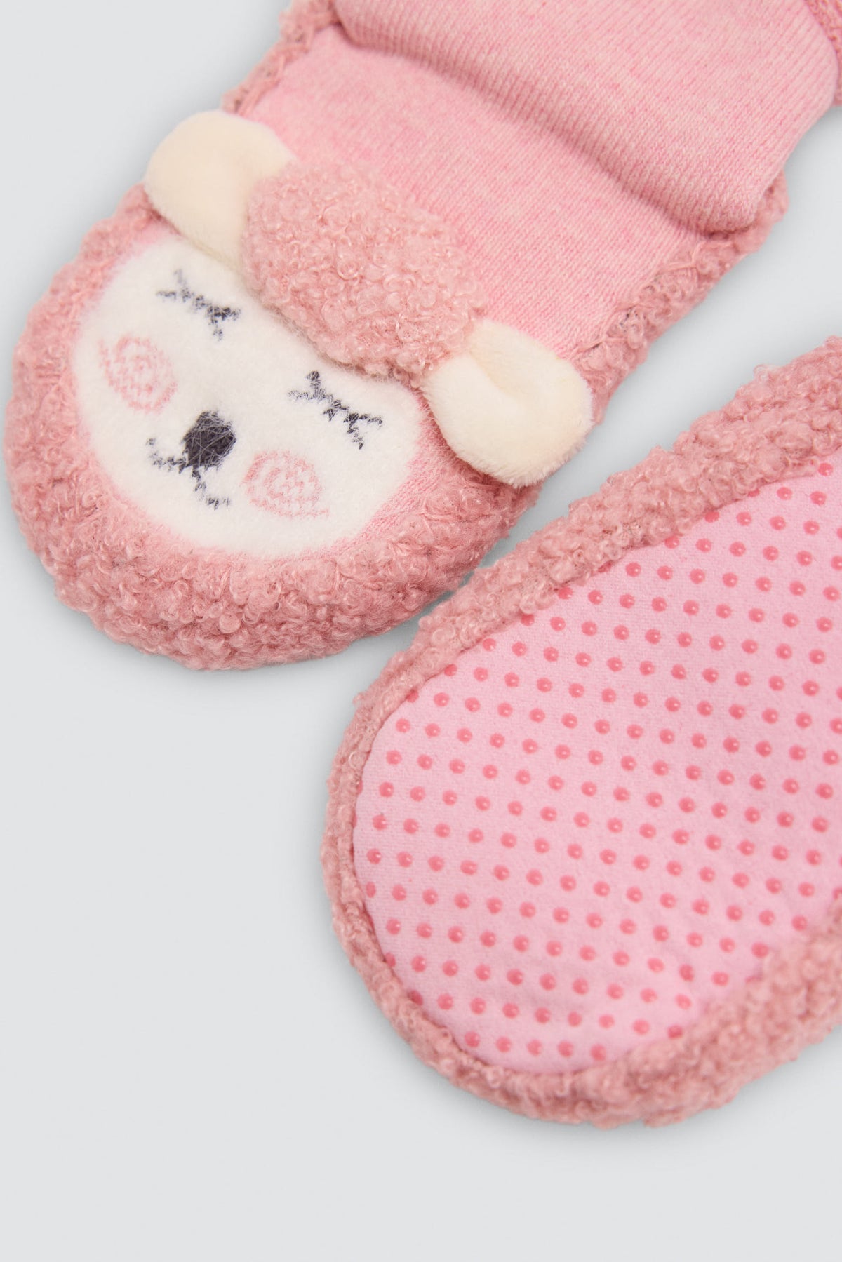 Baby thermal sheep slipper socks - pink