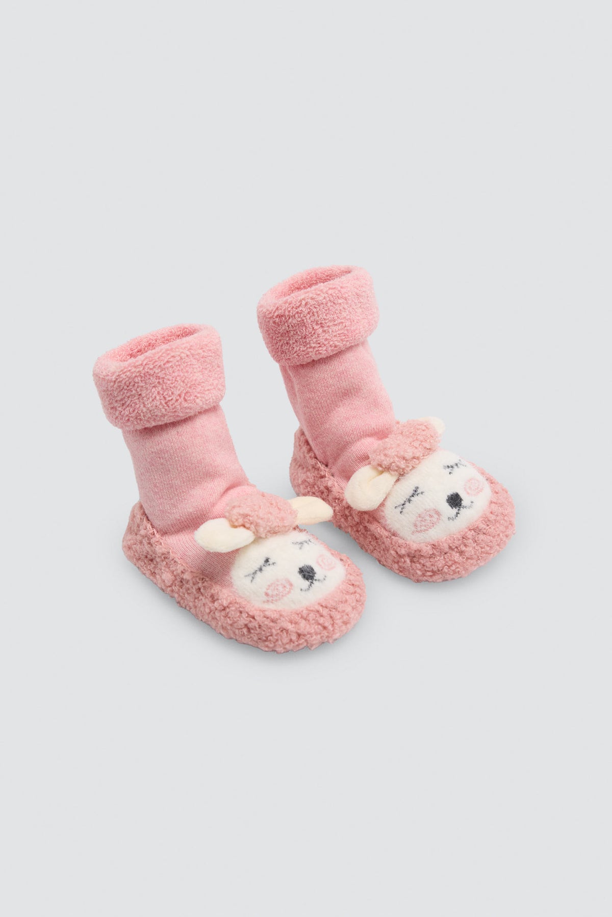 Baby thermal sheep slipper socks - pink