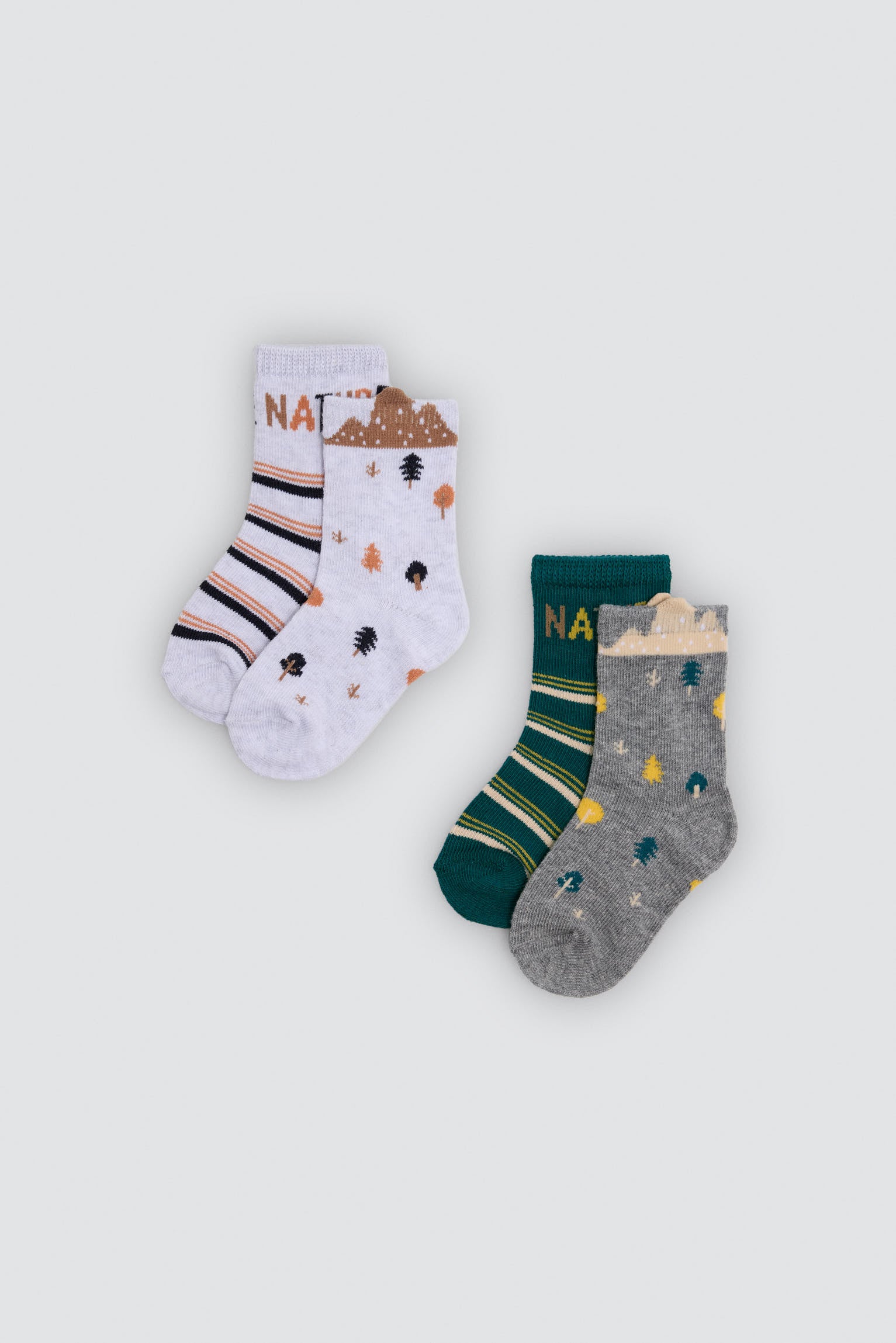 Pack of 4 baby socks with nature print